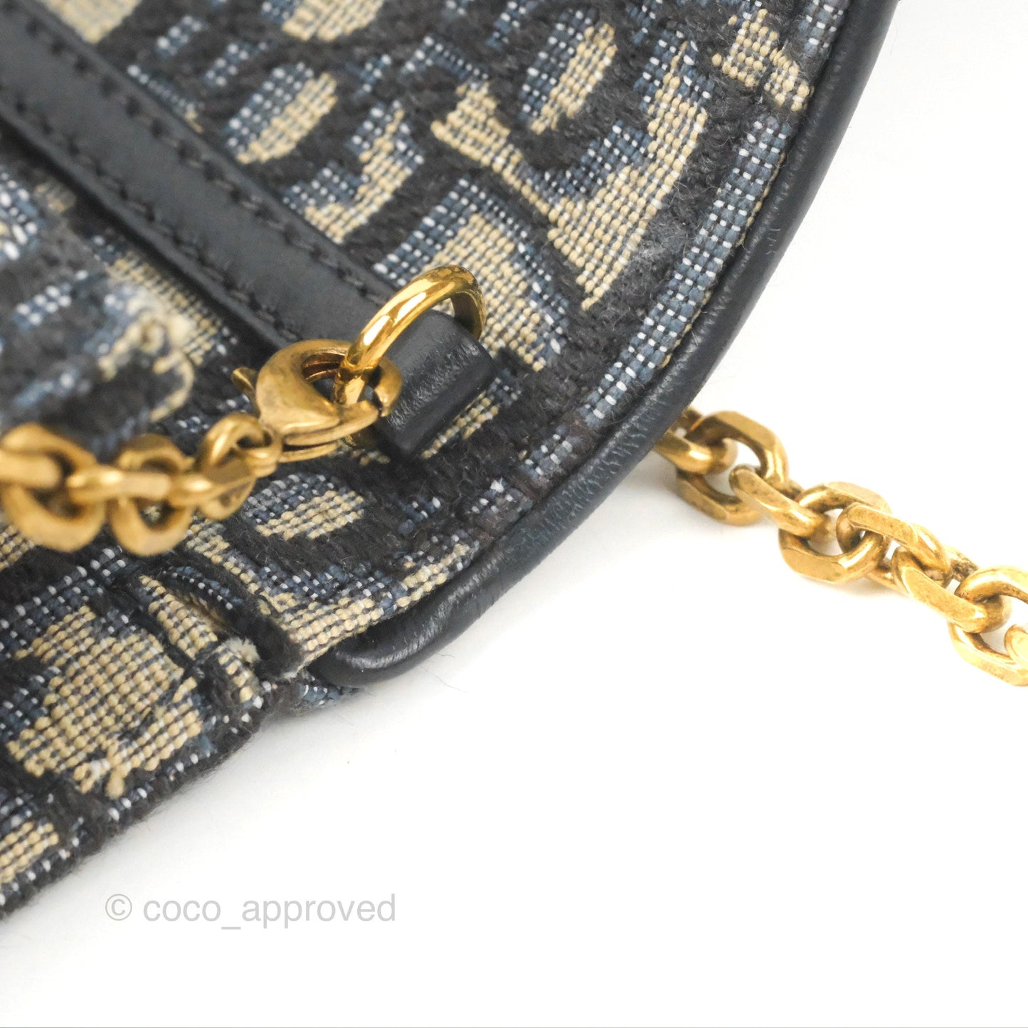 Christian Dior Saddle Chain Pouch Navy Oblique Jacquard