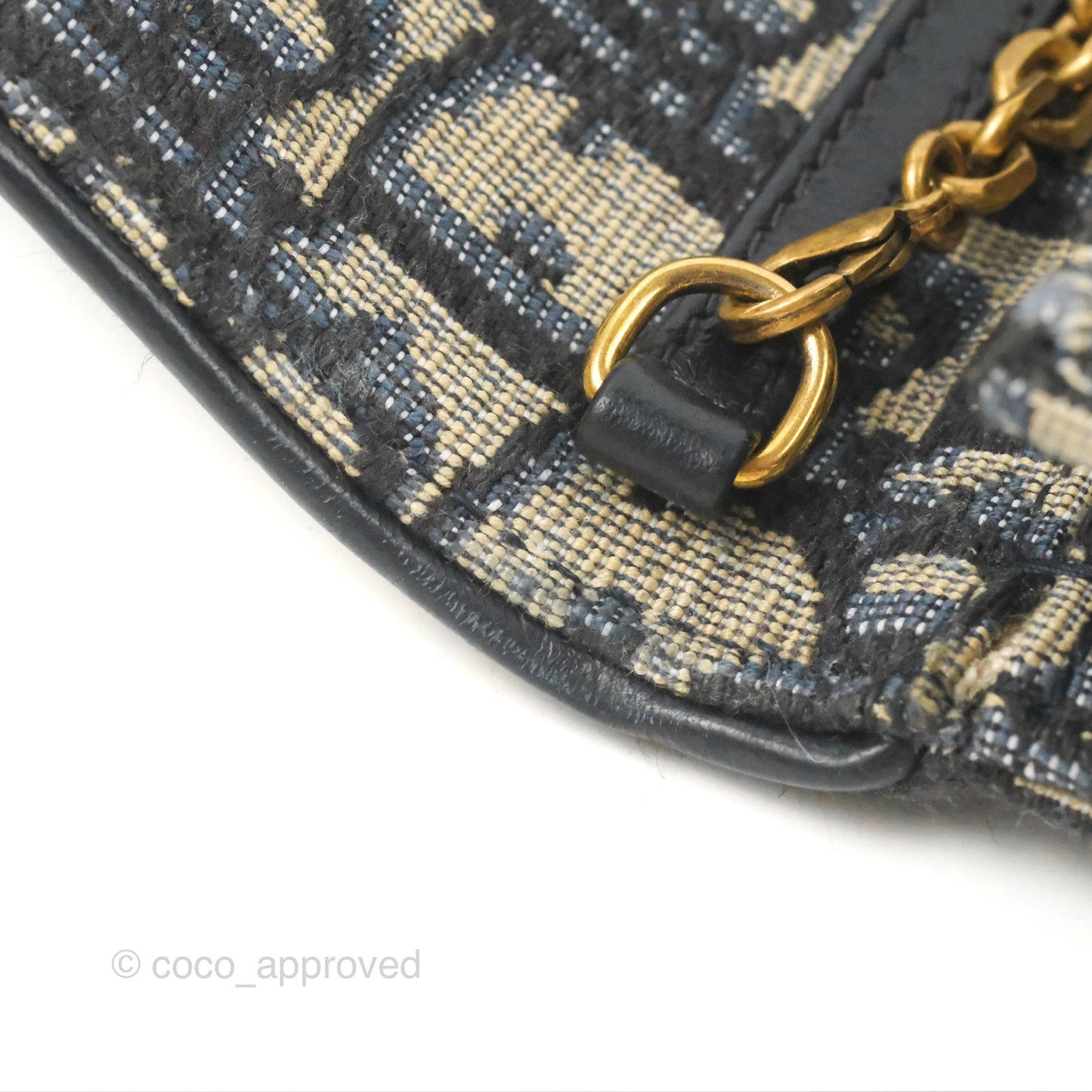 Christian Dior Saddle Chain Pouch Navy Oblique Jacquard
