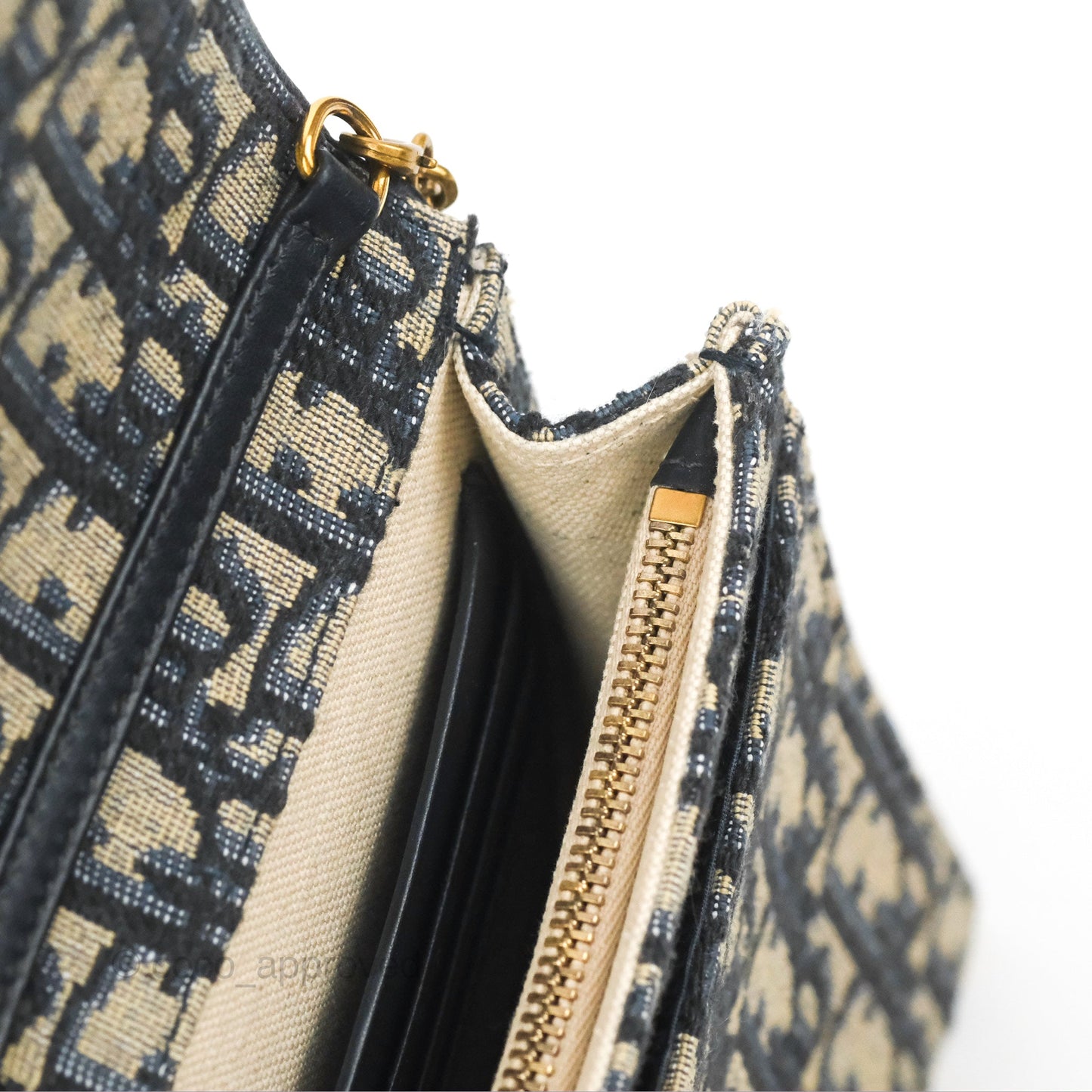 Christian Dior Saddle Chain Pouch Navy Oblique Jacquard