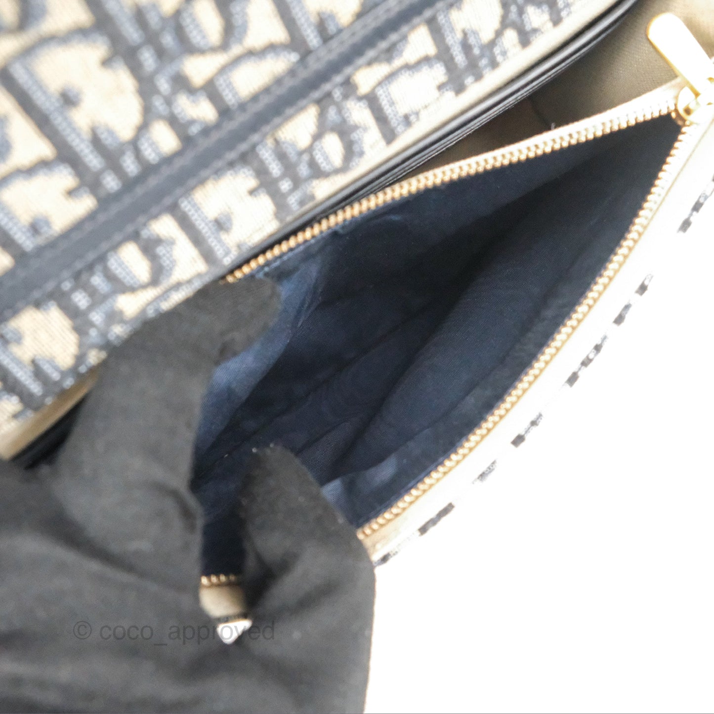 Christian Dior Saddle Chain Pouch Navy Oblique Jacquard