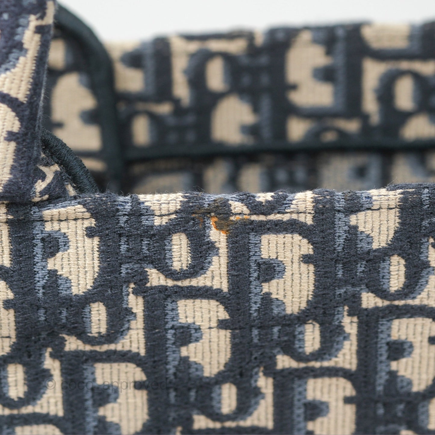 Christian Dior Medium (Old Small) Dior Navy Oblique Embroidery Canvas Book Tote