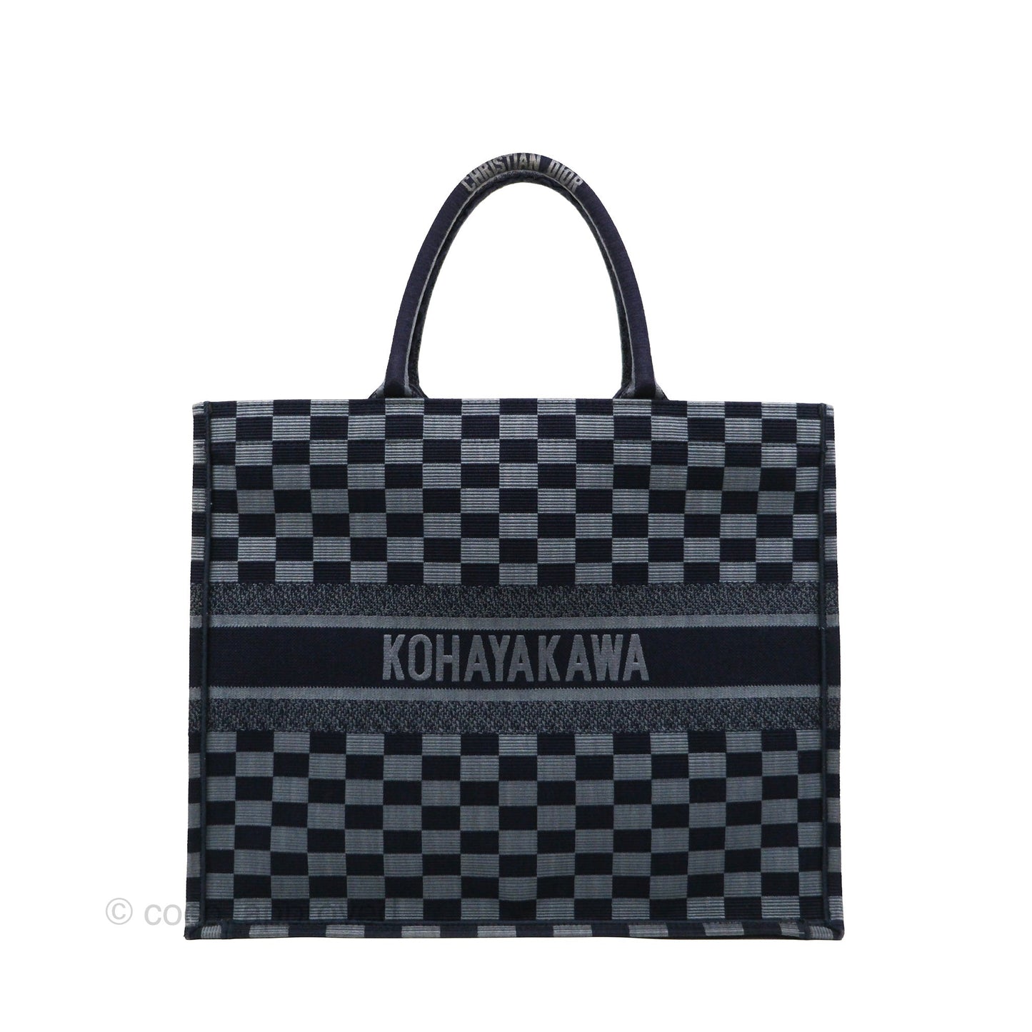 Dior Large Book Tote Checkered Navy