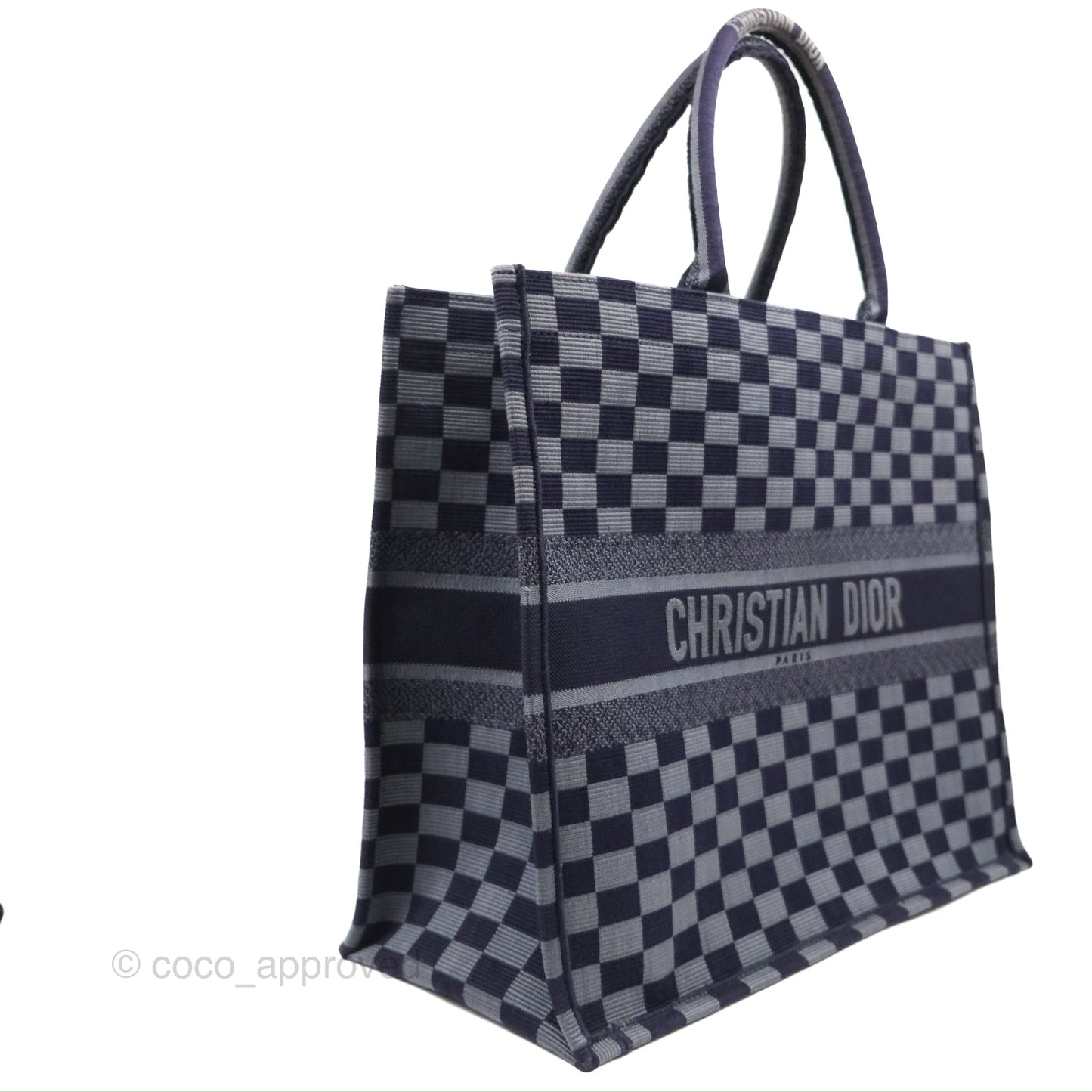 Dior Large Book Tote Checkered Navy