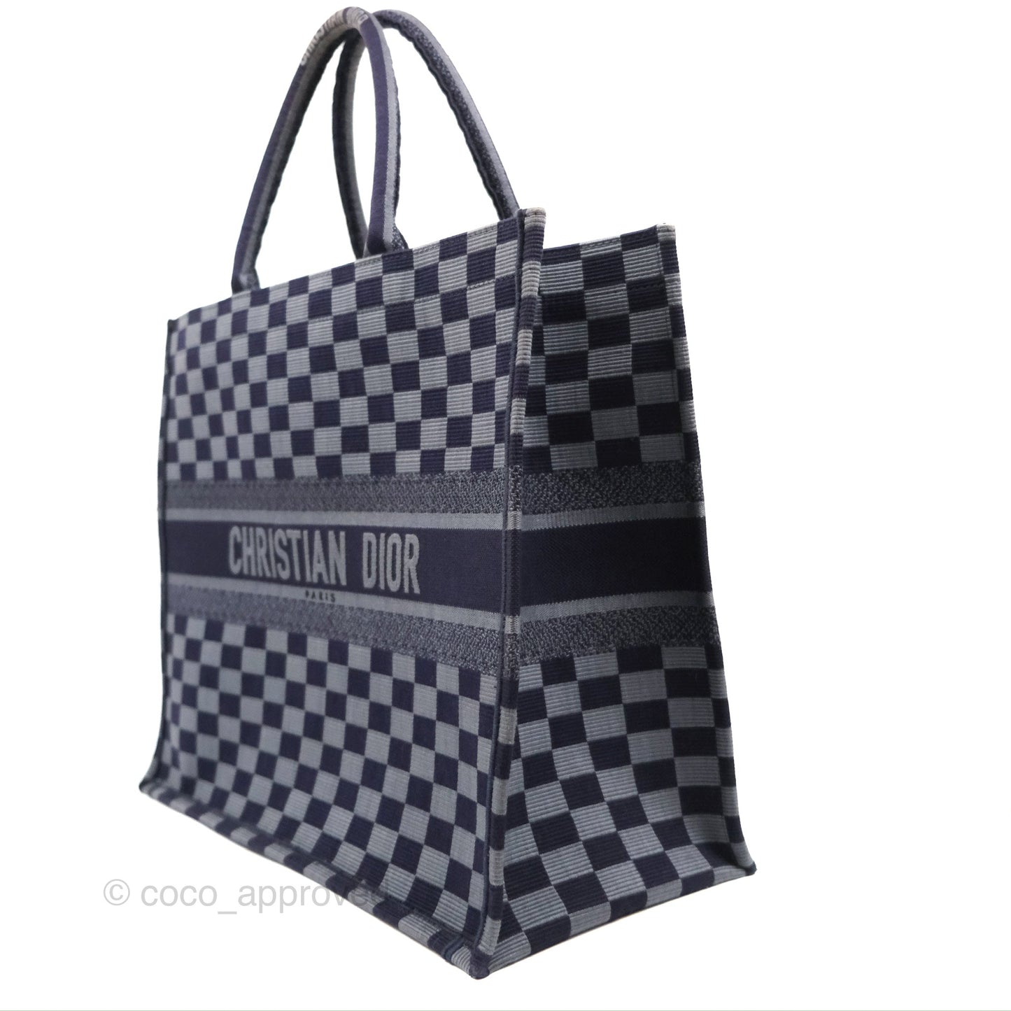 Dior Large Book Tote Checkered Navy