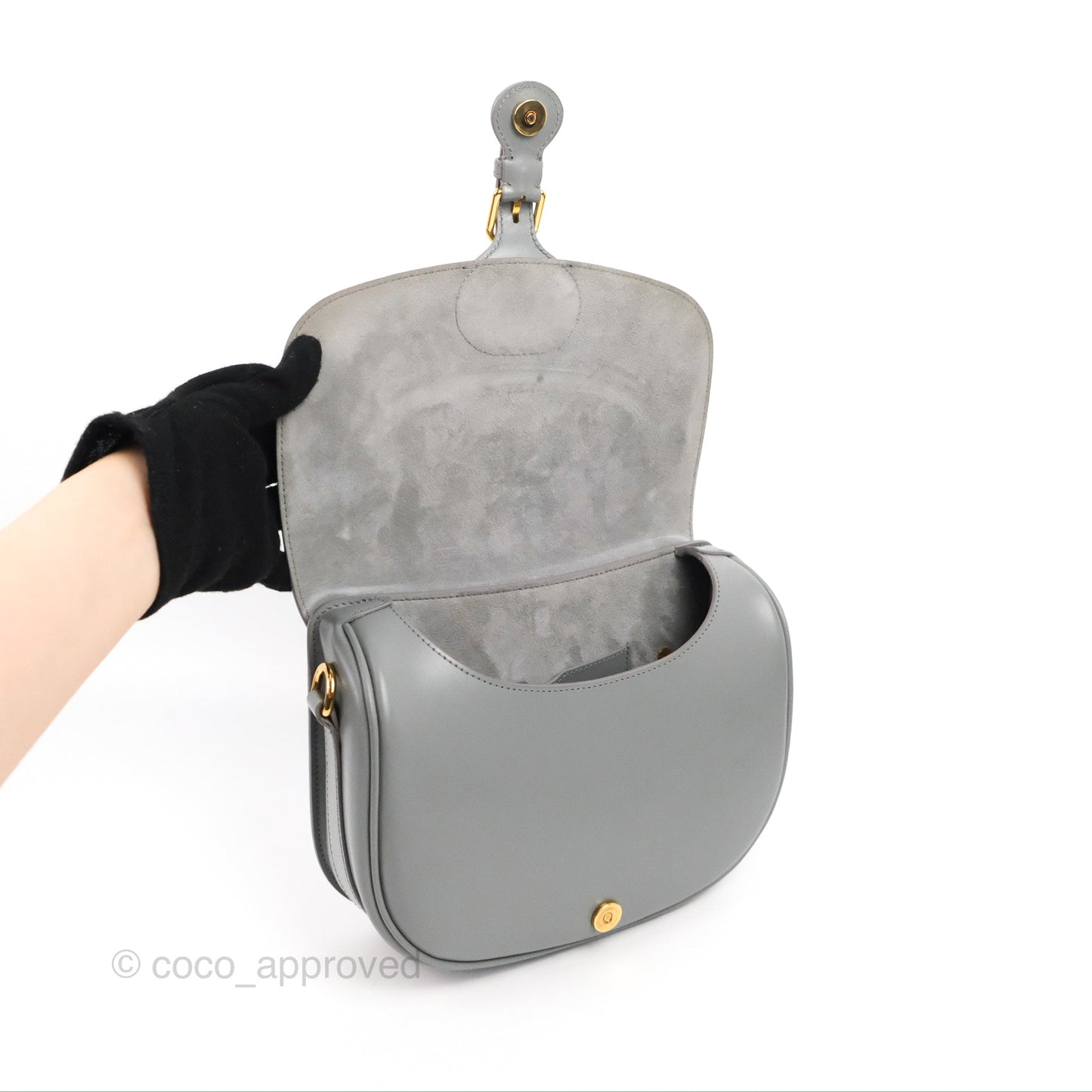 Christian Dior Medium Bobby Flap Stone Grey Box Calfskin