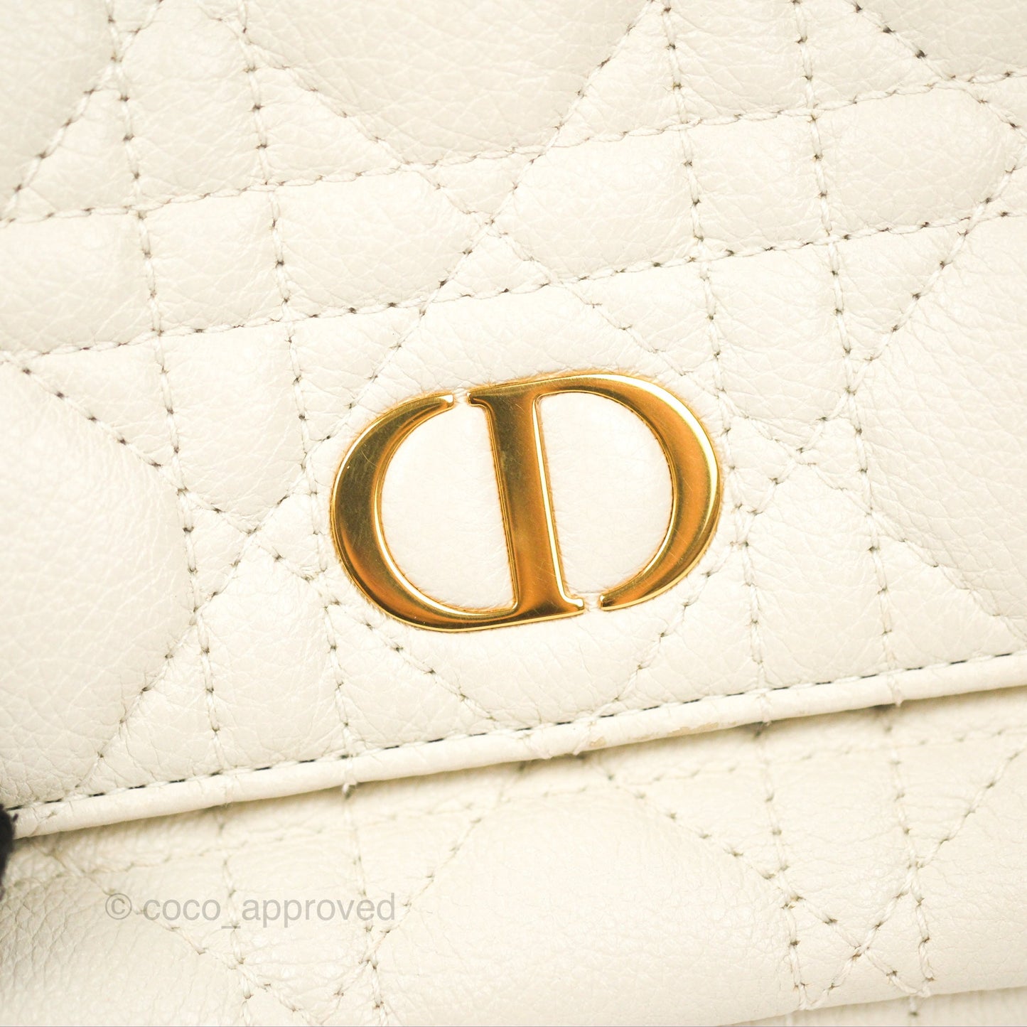Dior Caro Pouch with Chain Latte Supple Cannage Calfskin