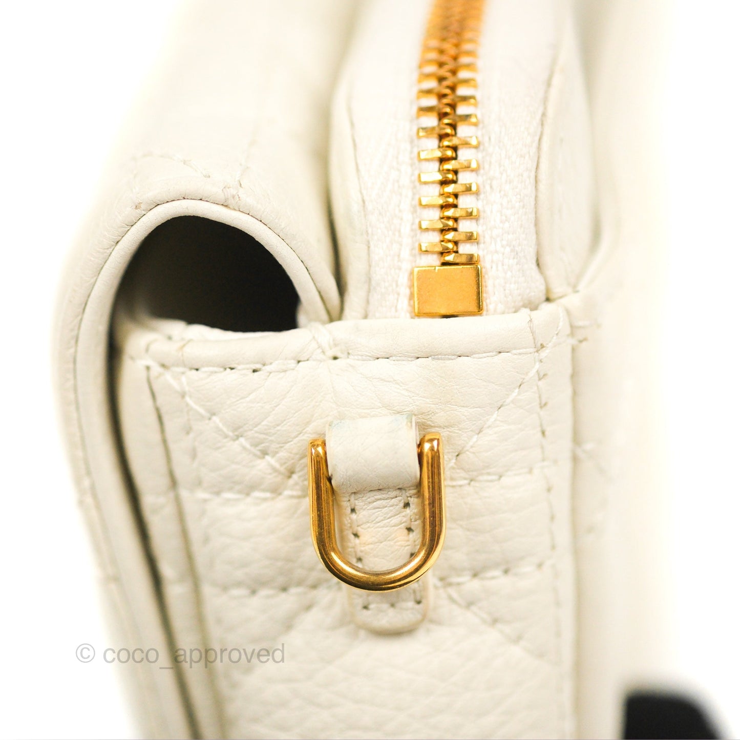 Dior Caro Pouch with Chain Latte Supple Cannage Calfskin