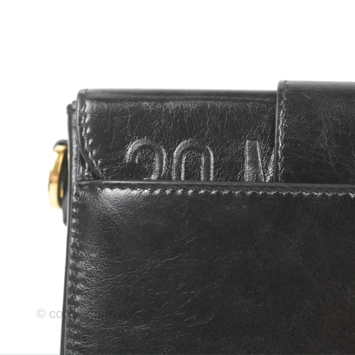 Christian Dior 30 Montaigne Box Bag Black Shiny Clinked Lambskin Gold Hardware