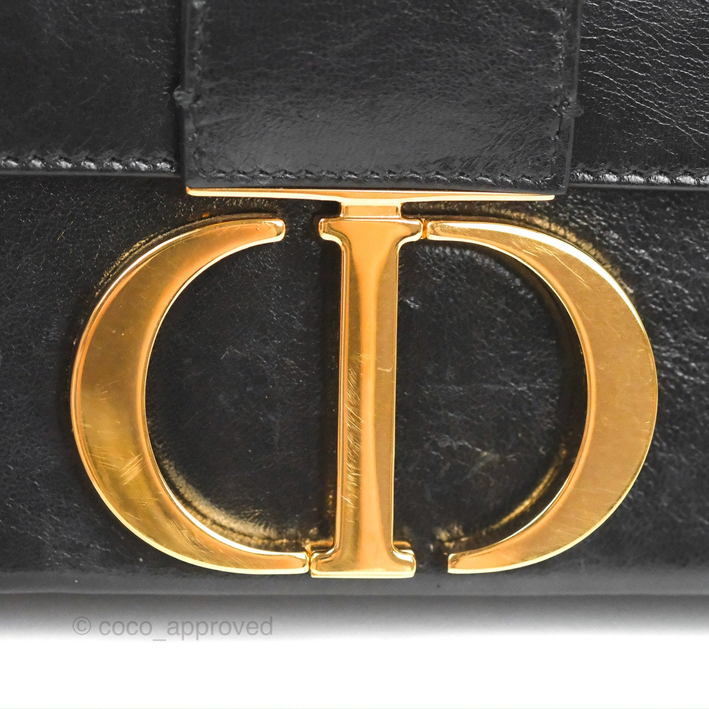 Christian Dior 30 Montaigne Box Bag Black Shiny Clinked Lambskin Gold Hardware