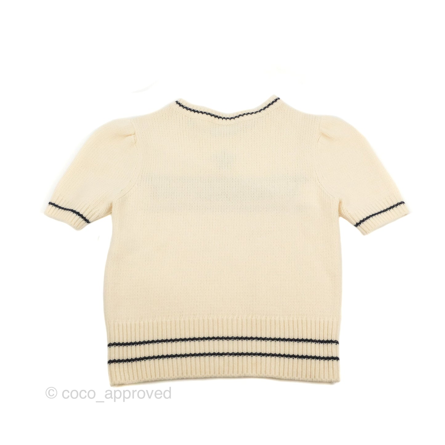 Christian Dior Short Sleeve Sweater Ecru Cashmere Wool Knit