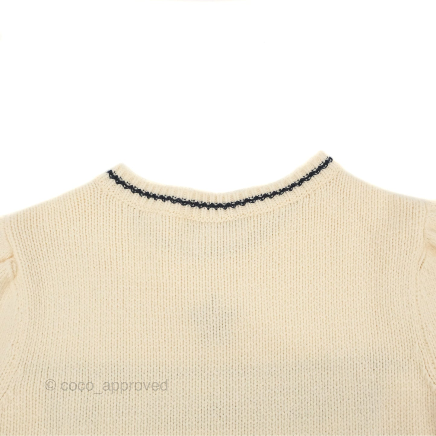Christian Dior Short Sleeve Sweater Ecru Cashmere Wool Knit
