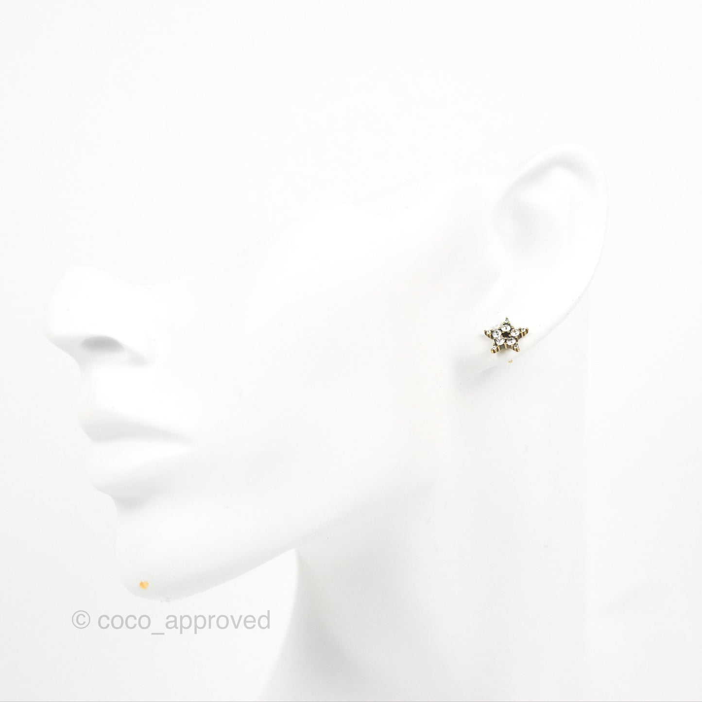 Dior Crystal Star Tribal Earrings Gold Tone