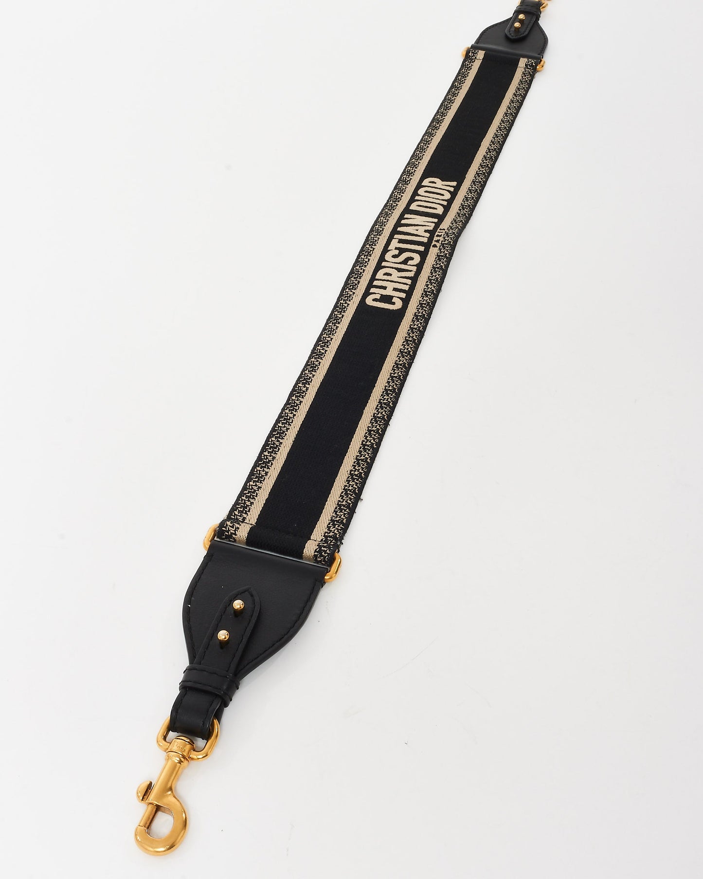 Dior Black & Ecru Logo Embroidered Guitar Strap