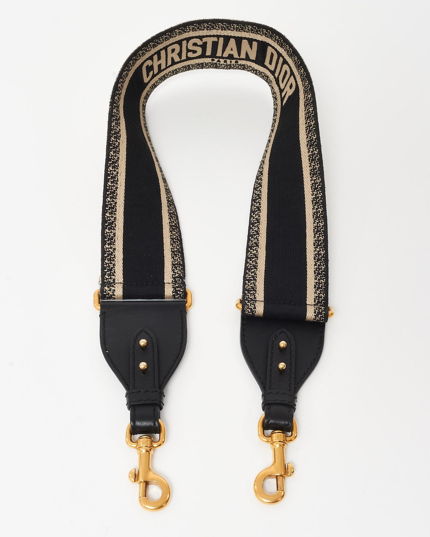 Dior Black & Ecru Logo Embroidered Guitar Strap