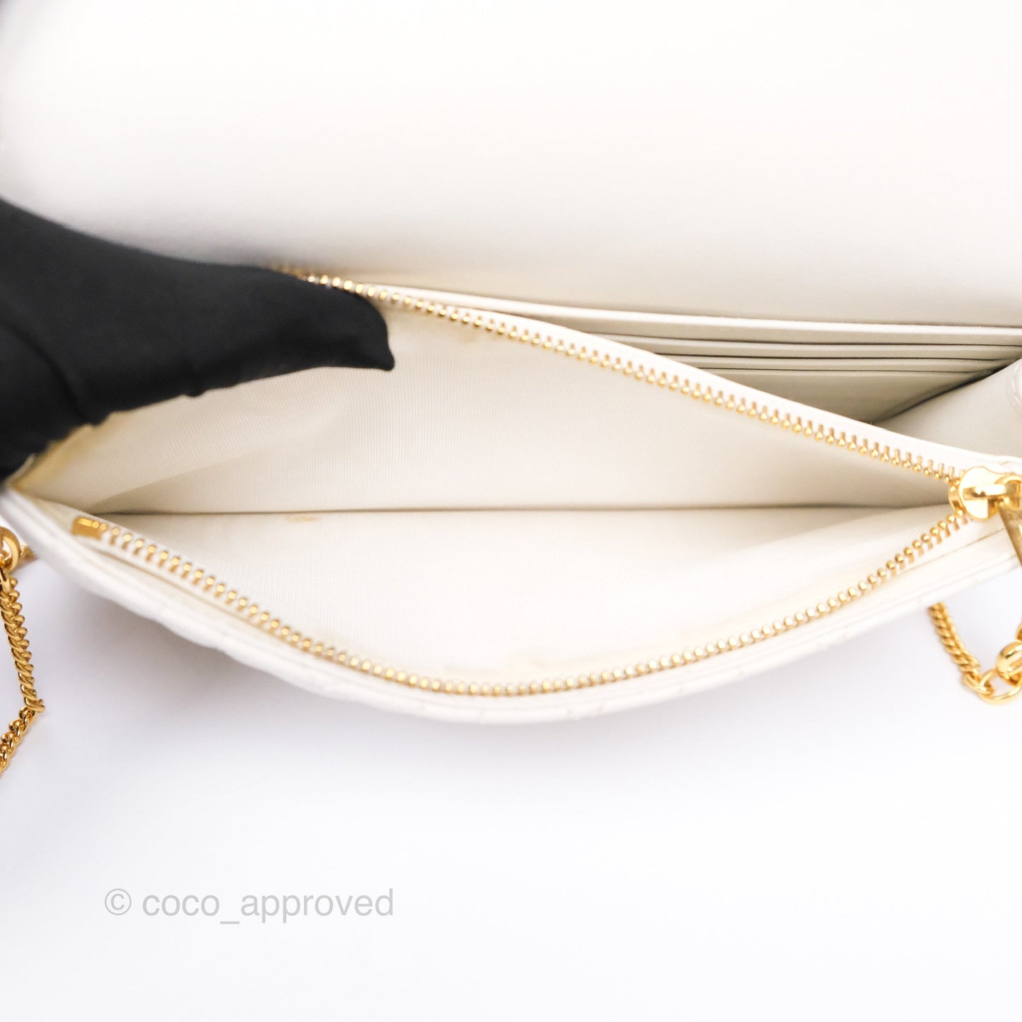 Dior Caro Pouch With Chain Latte Supple Cannage Calfskin