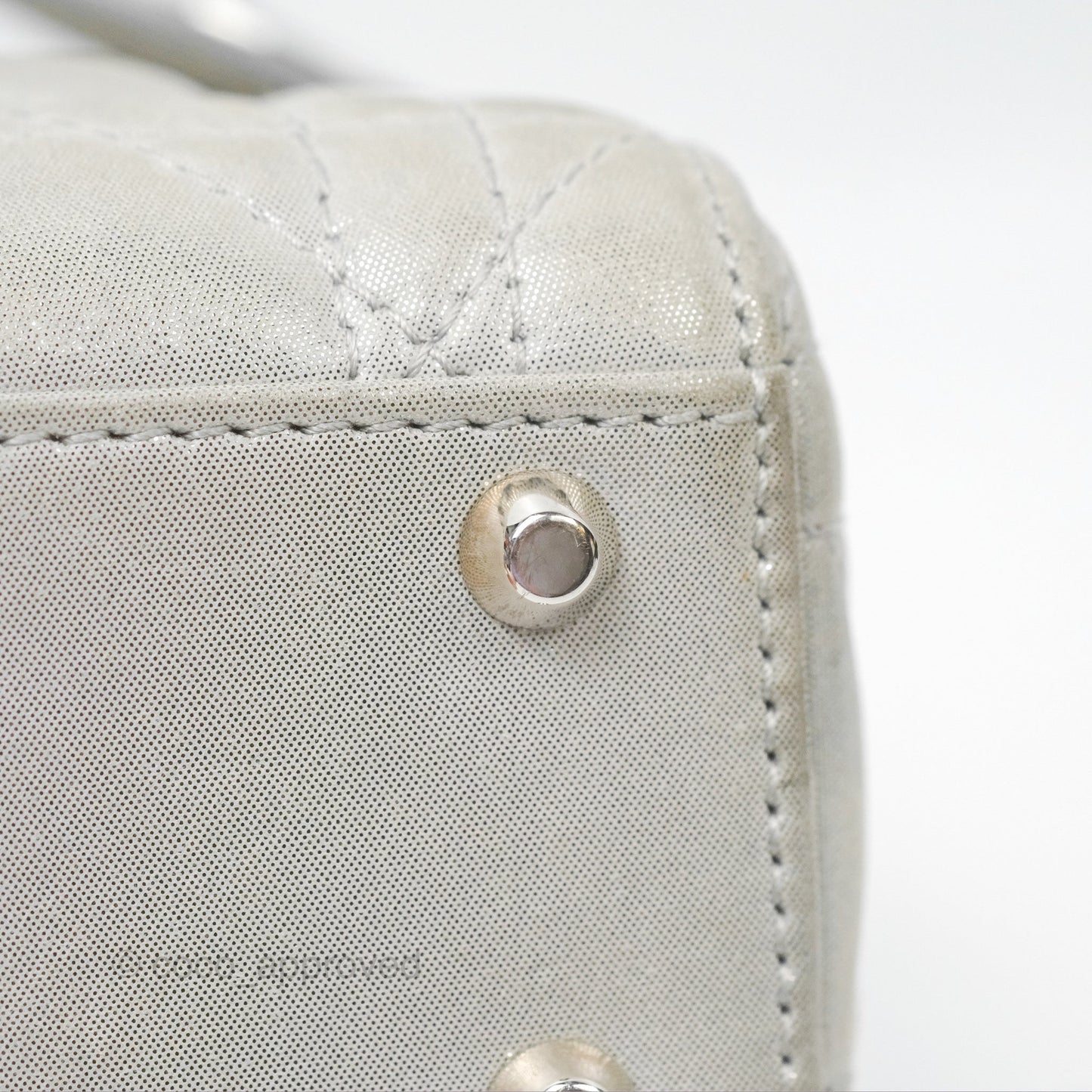 Christian Dior Mini Lady Dior Metallic Silver Nubuck Silver Hardware