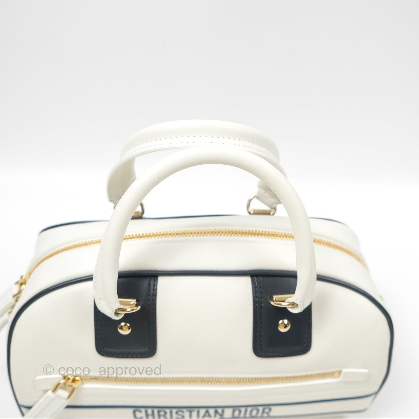 Dior Small Dior Vibe Zip Bowling Bag White Navy
