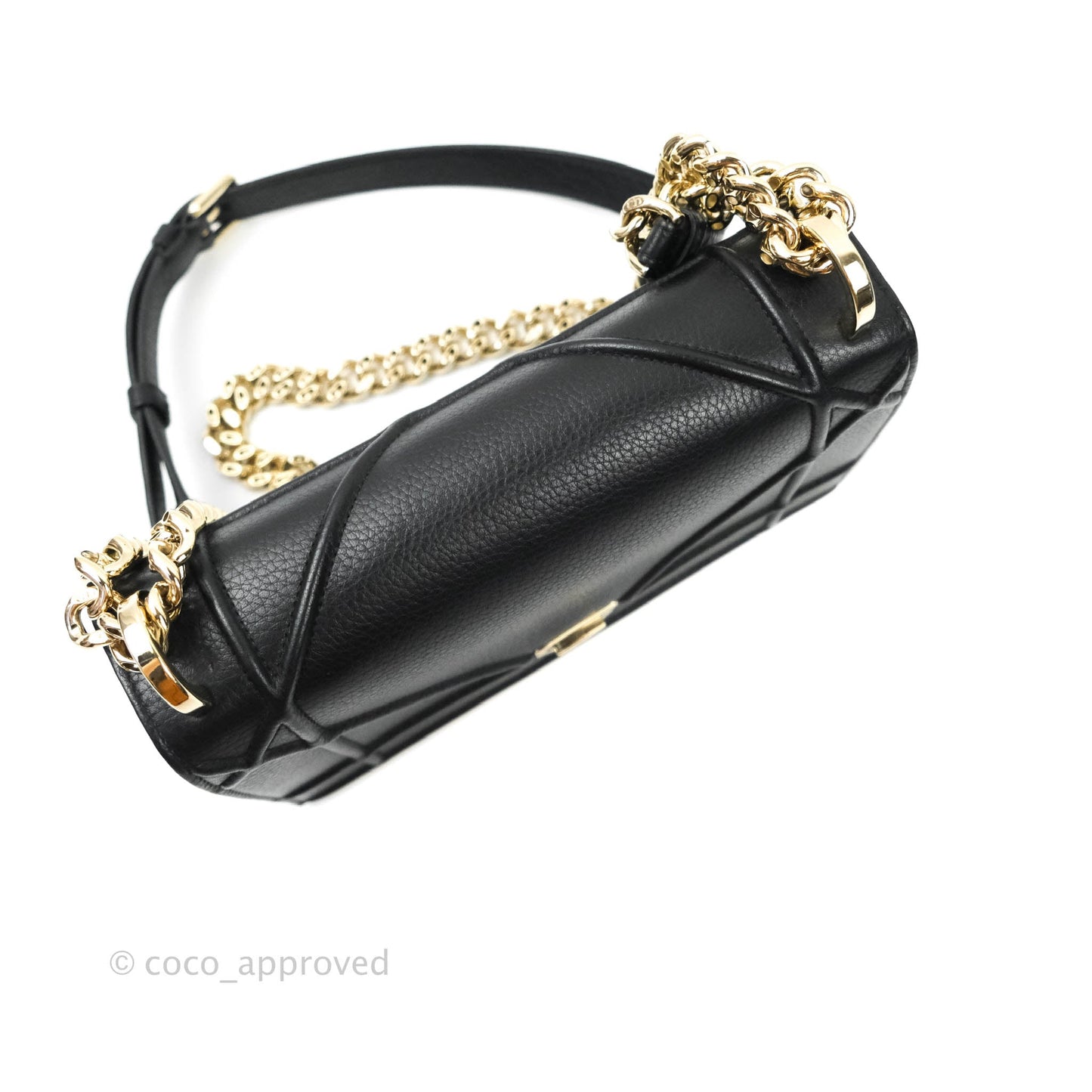 Christian Dior Small Diorama Calfskin Flap Bag Black Gold Hardware