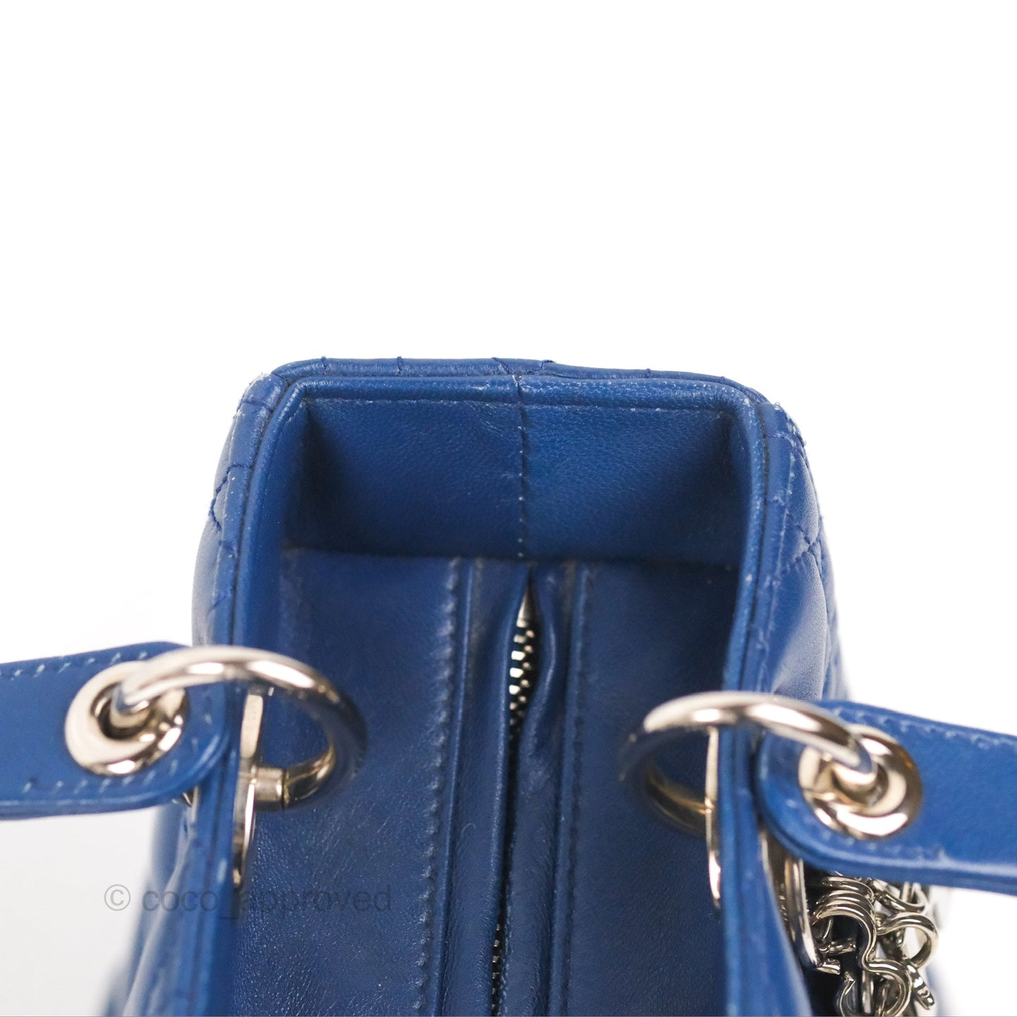 Christian Dior Medium Lady Dior Cannage Dark Blue Lambskin Silver Hardware