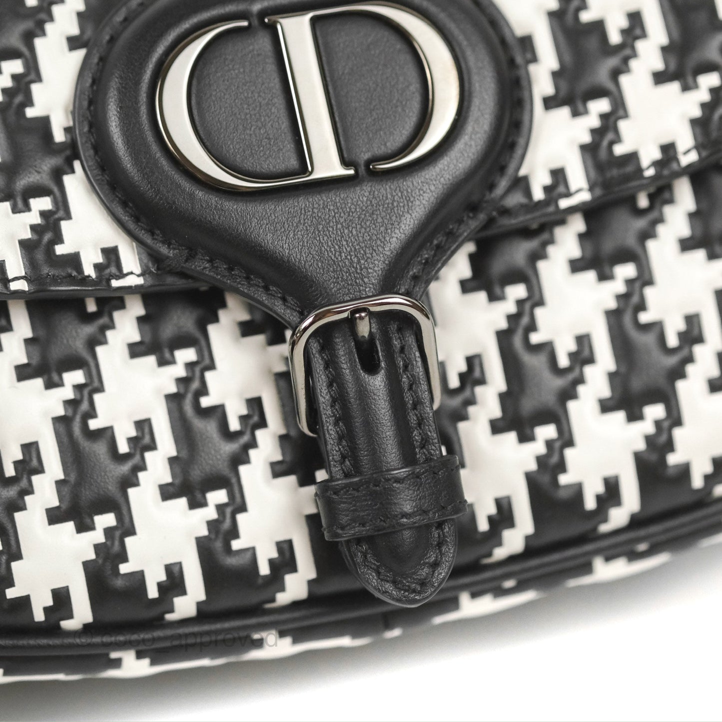 Christian Dior Bobby East-West Bag Black And White Houndstooth Embossed Calfskin