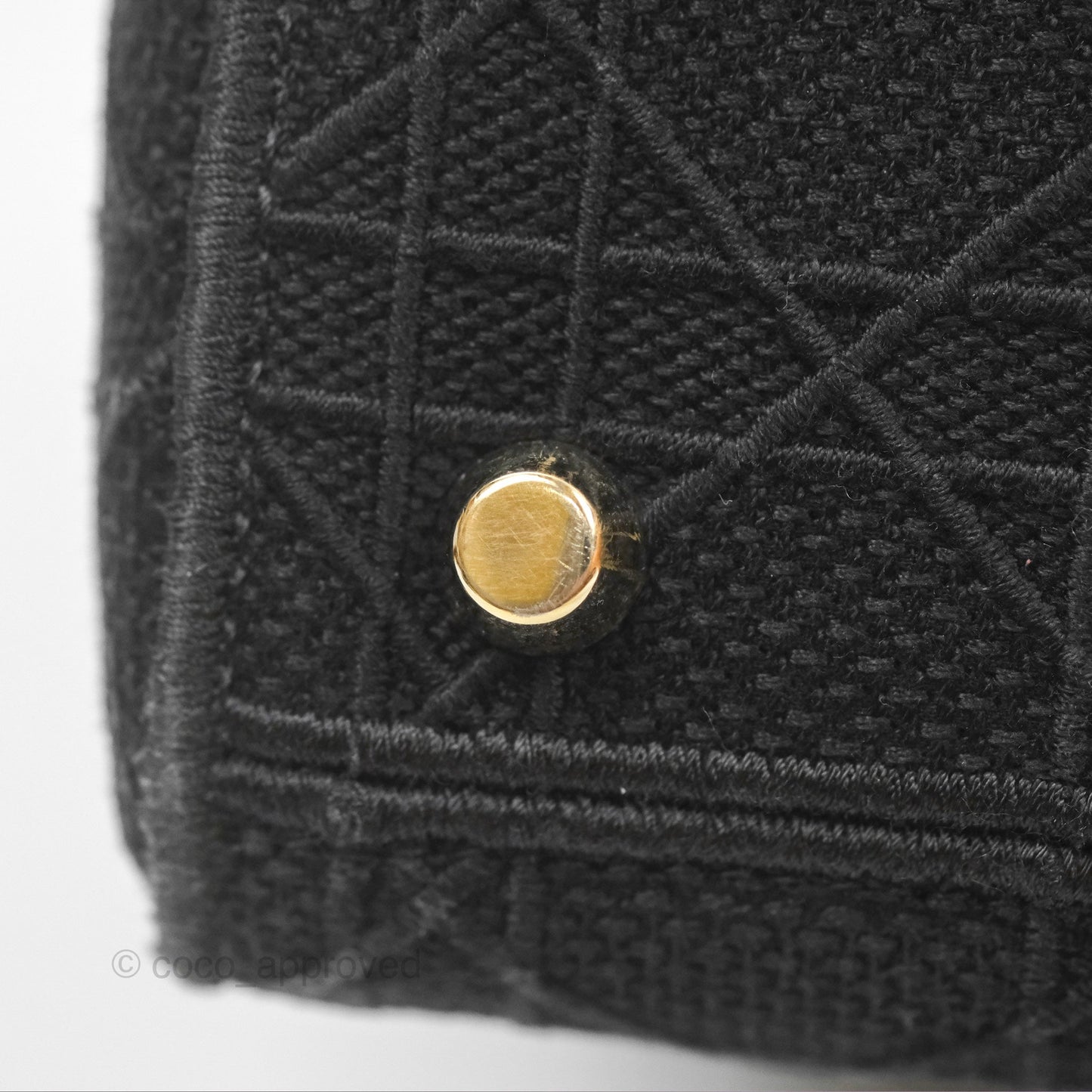 Christian Dior Medium Lady D-Lite Bag Black Cannage Embroidery Gold Hardware