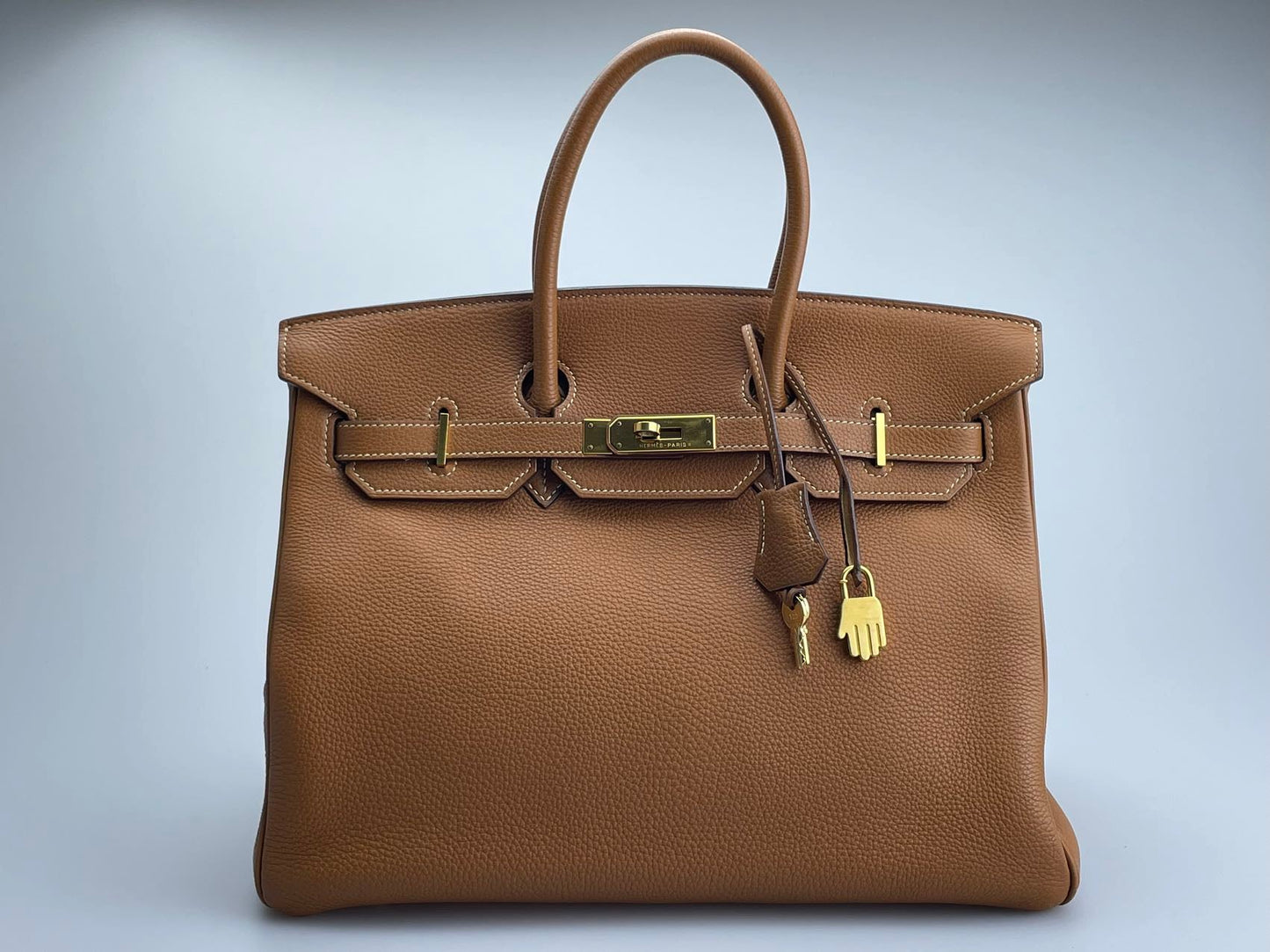 Hermes Birkin 35 in gold vintage Togo leather
