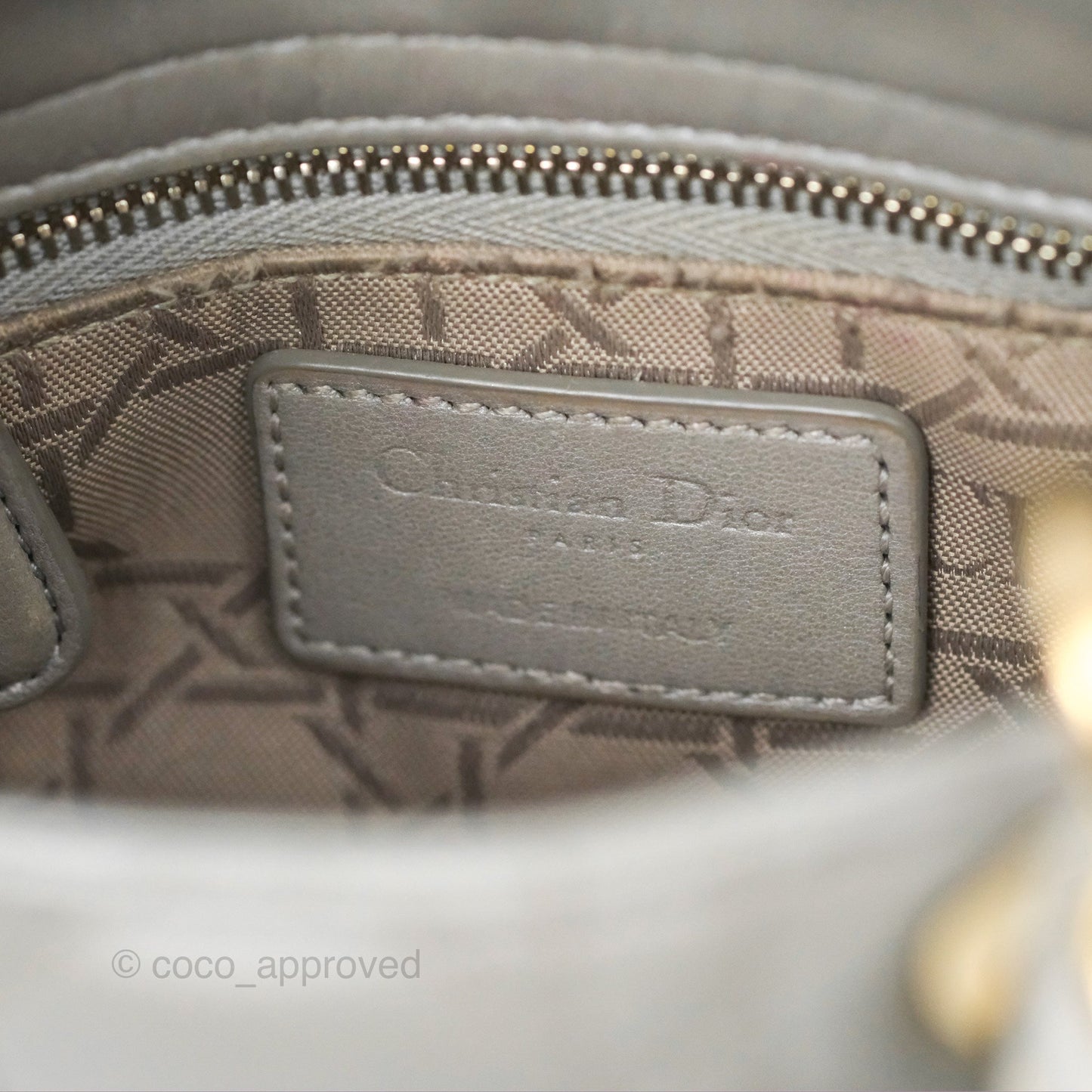 Christian Dior Mini Lady Dior Iridescent Light Grey Cannage Lambskin Gold Hardware