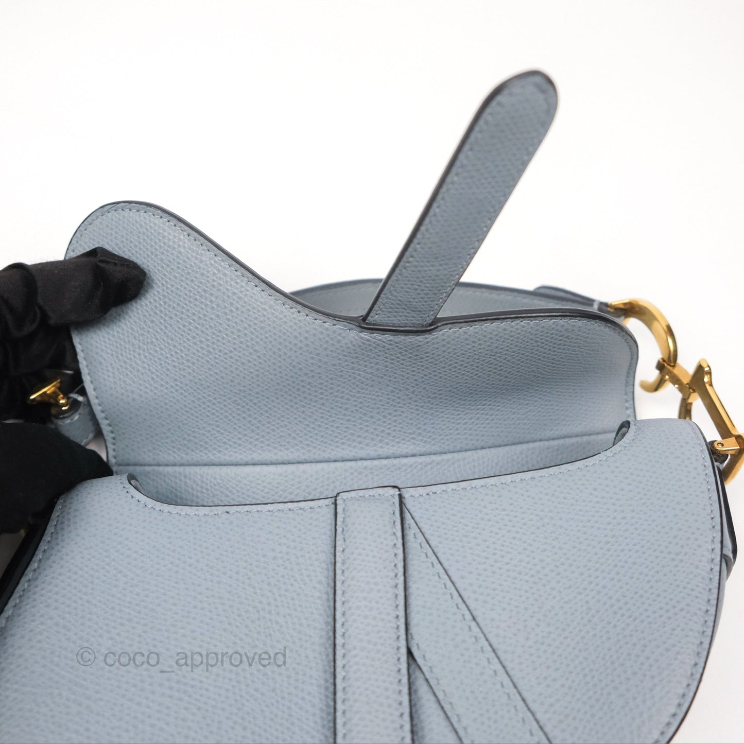 Christian Dior Mini Saddle Bag Cloud Blue Grained Calfskin Gold Hardware