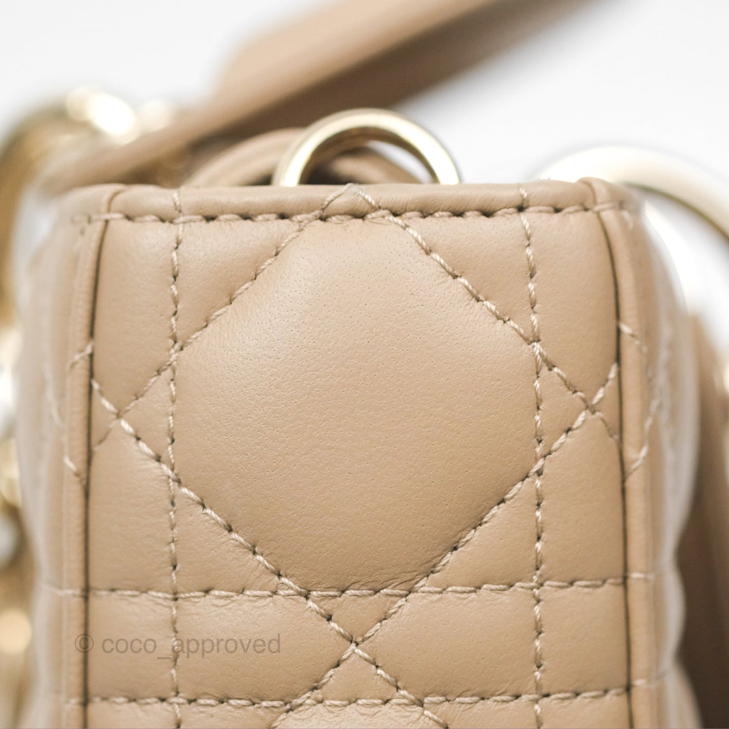 Dior Small Lady D-Joy Bag Beige Lambskin Cannage Gold Hardware