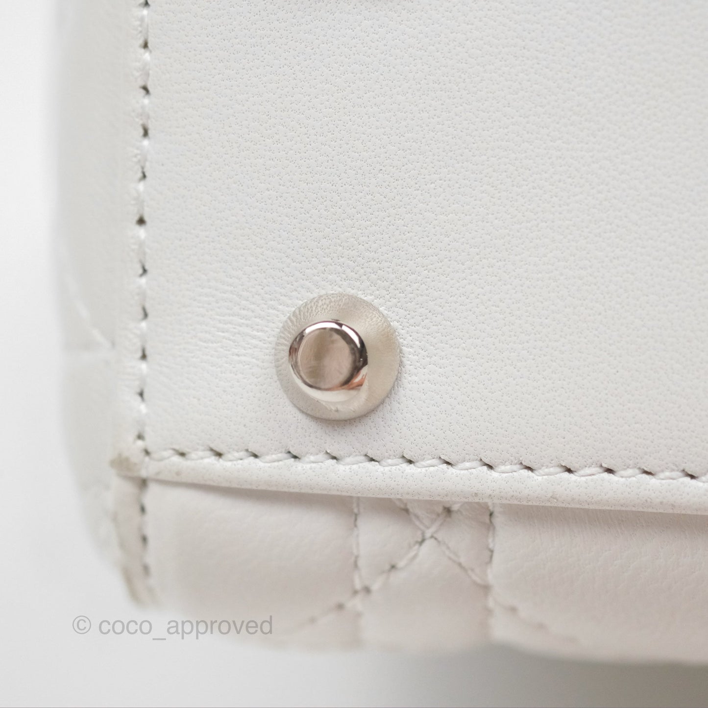 Christian Dior Cannage Mini Lady Dior White Silver Hardware