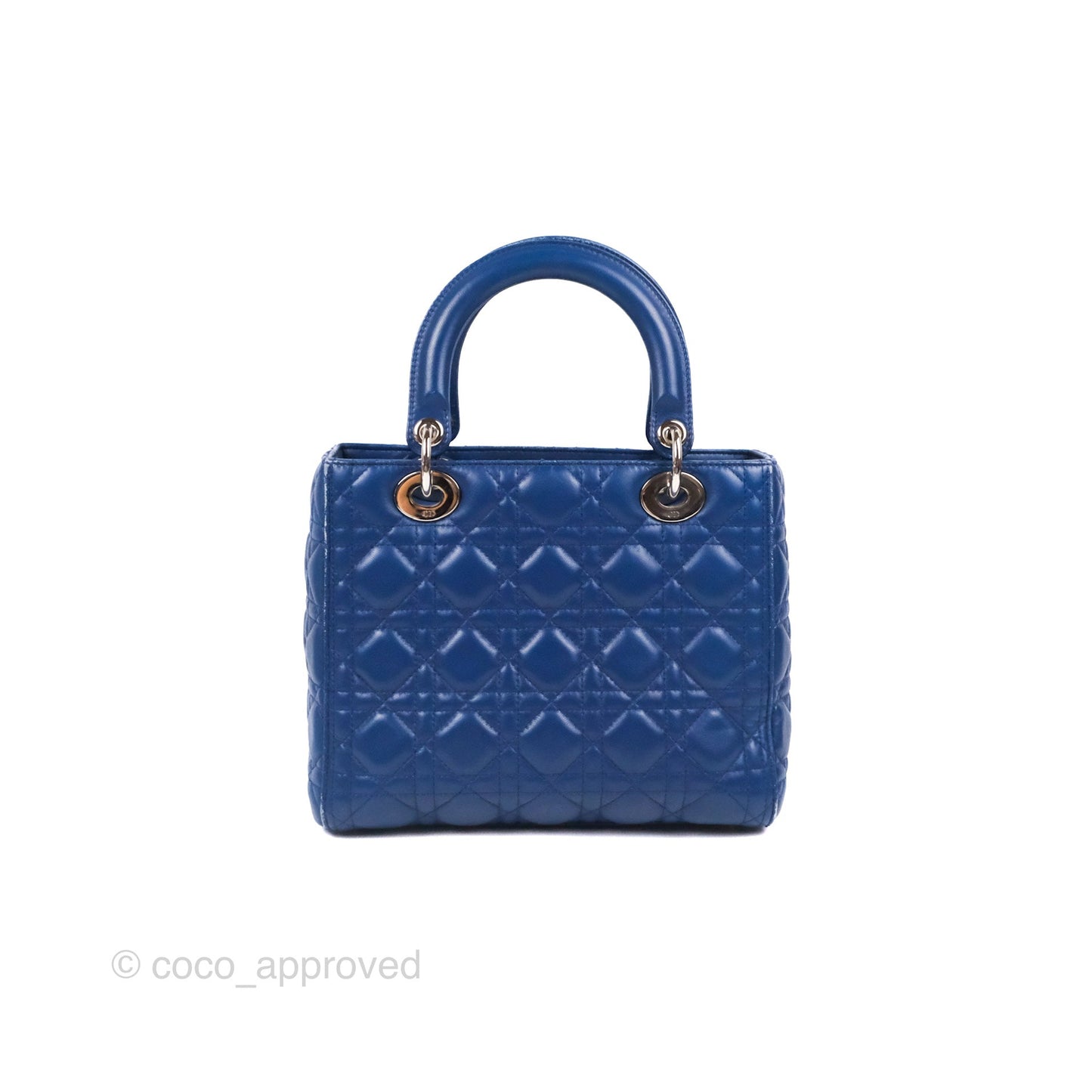 Christian Dior Medium Lady Dior Cannage Dark Blue Lambskin Silver Hardware