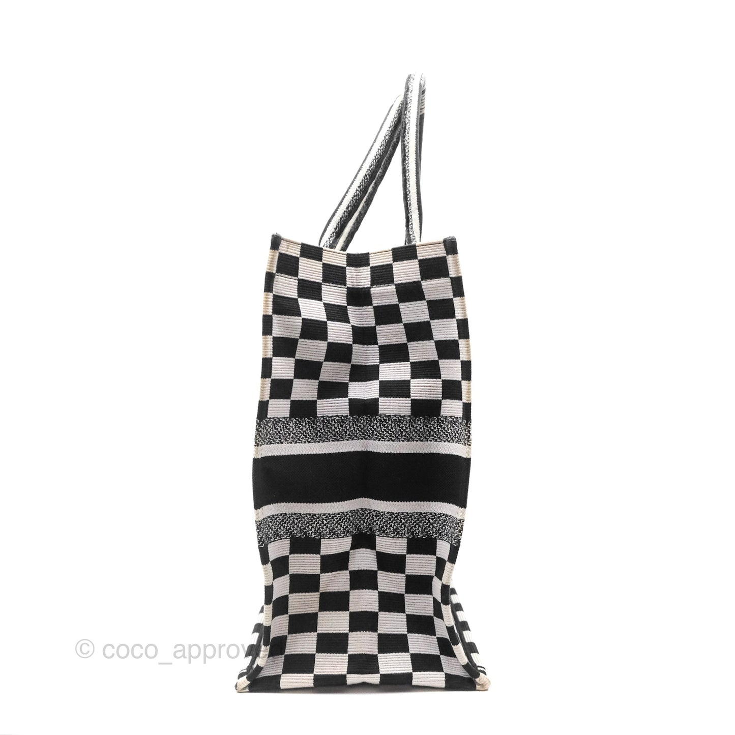 Christian Dior Large Book Tote Checkered Black/ White Canvas