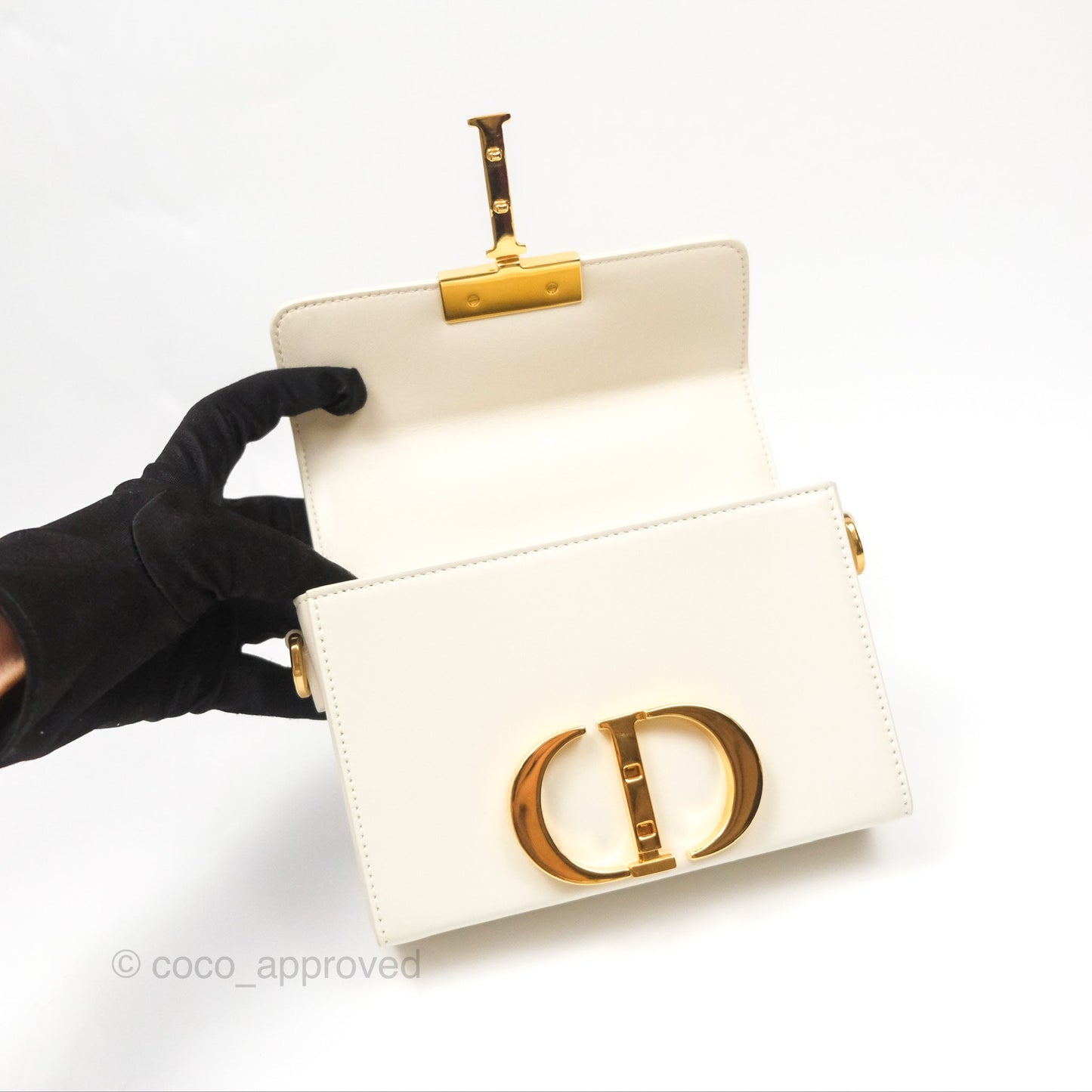 Christian Dior 30 Montaigne Box Bag White Calfskin