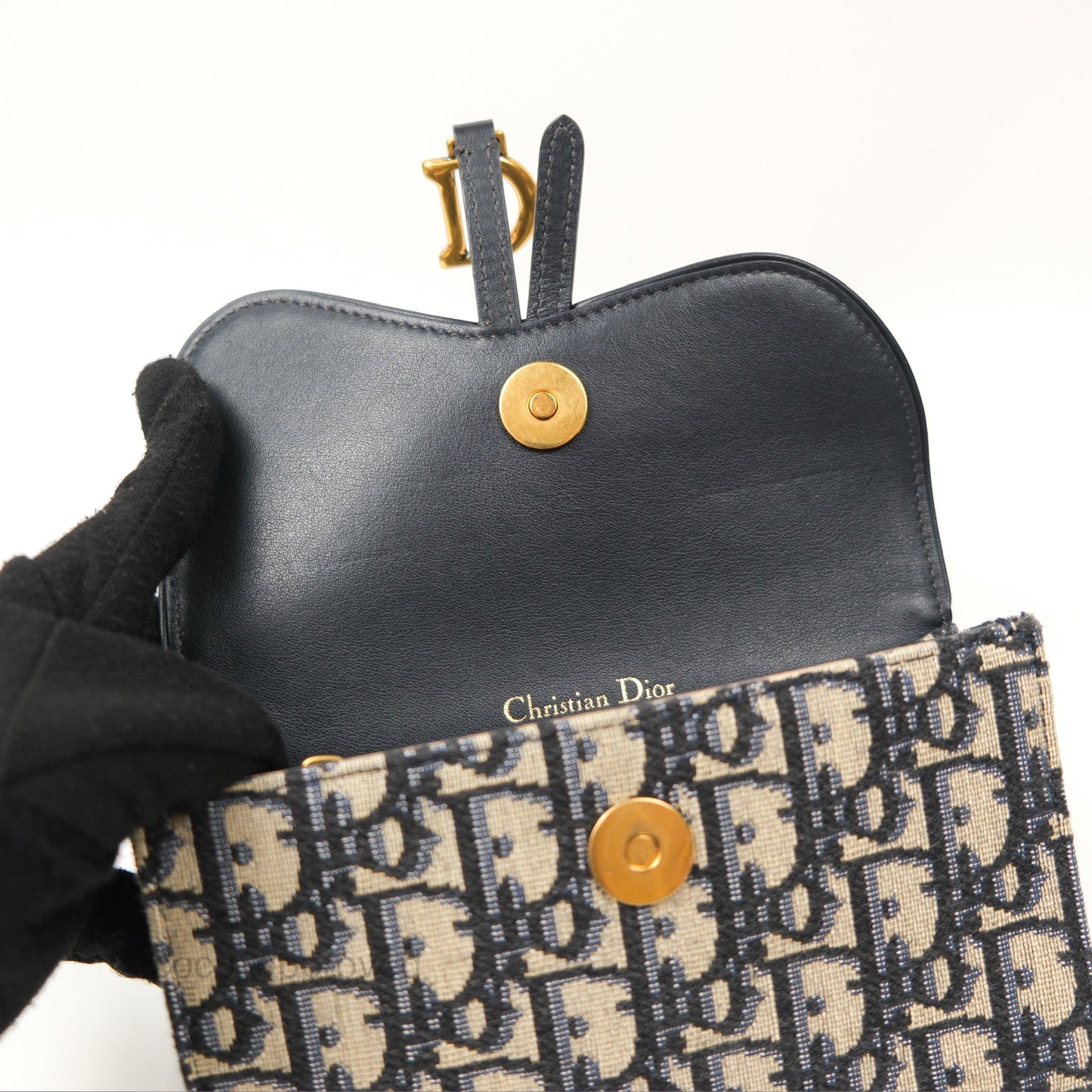 Christian Dior Blue Dior Oblique Jacquard Saddle Belt Pouch
