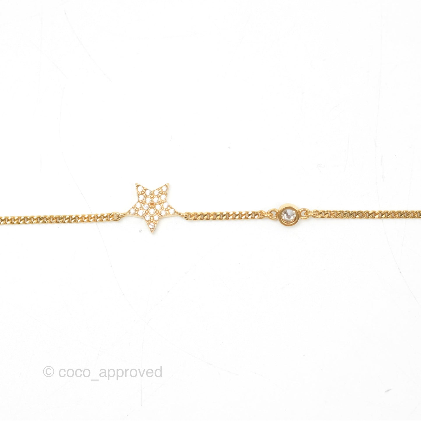Christian Dior Petit CD Double Necklace Crystals Gold Tone