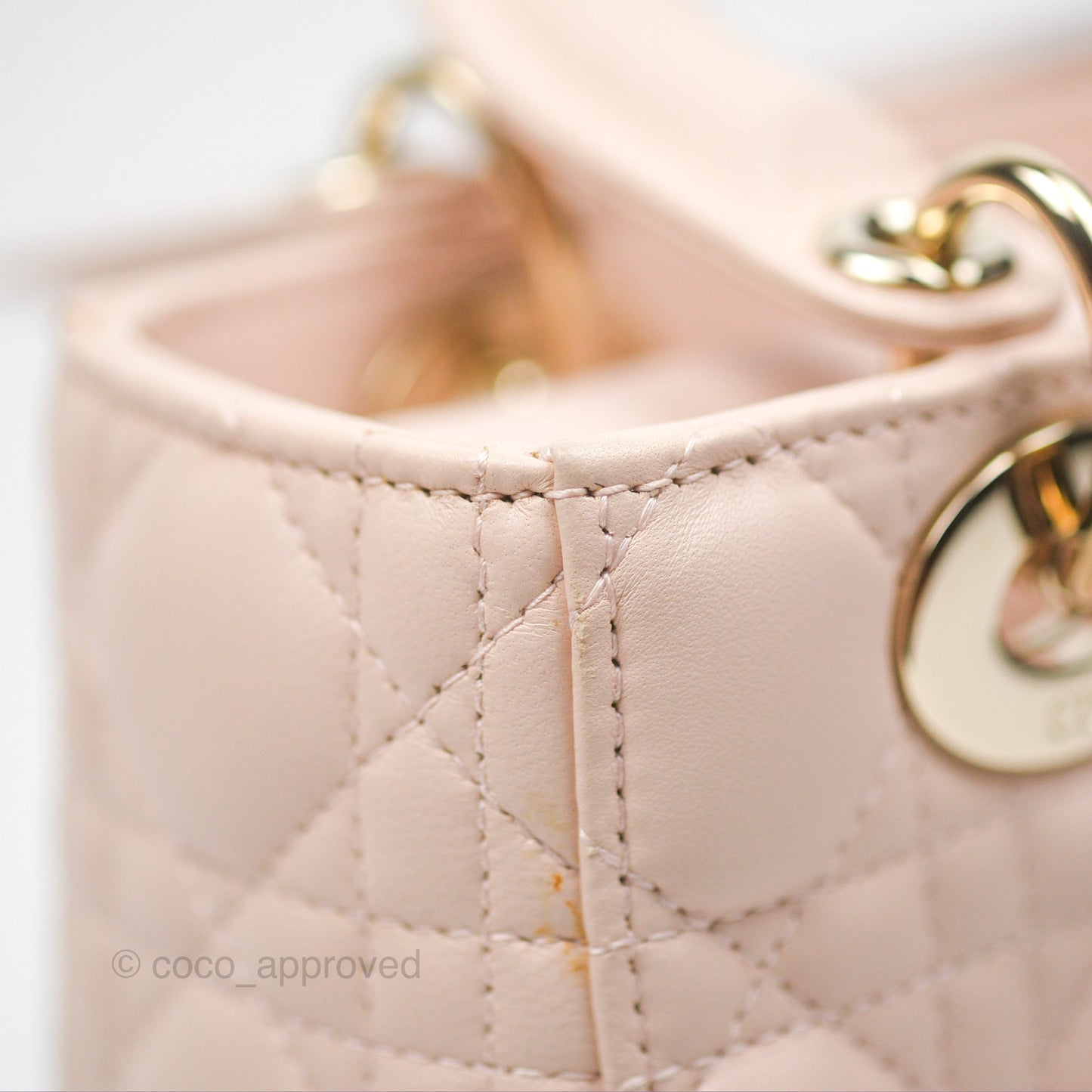 Christian Dior My ABCDior Lady Dior Pale Pink Cannage Lambskin Gold Hardware