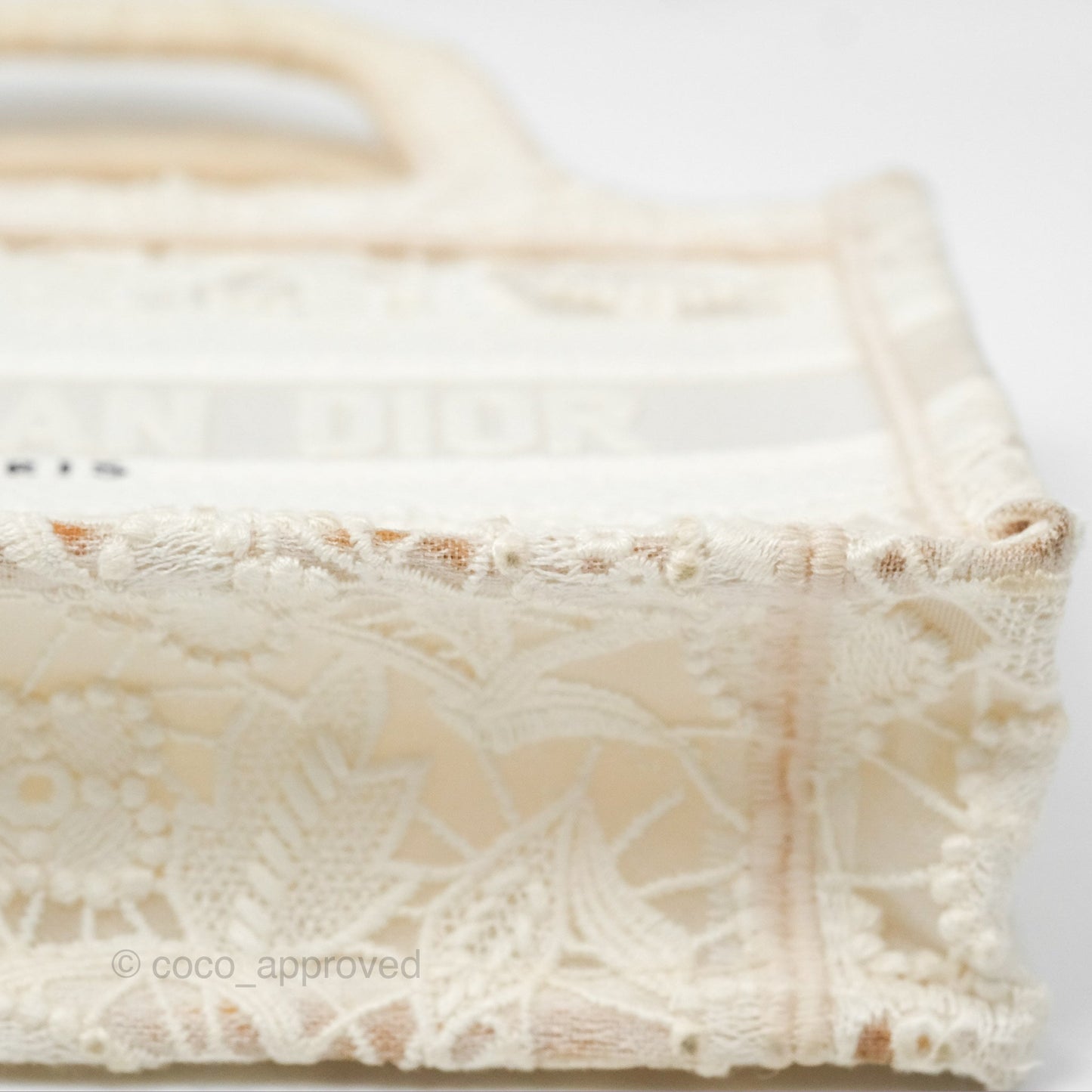 Dior Mini Book Tote Natural Macramé-Effect Embroidery