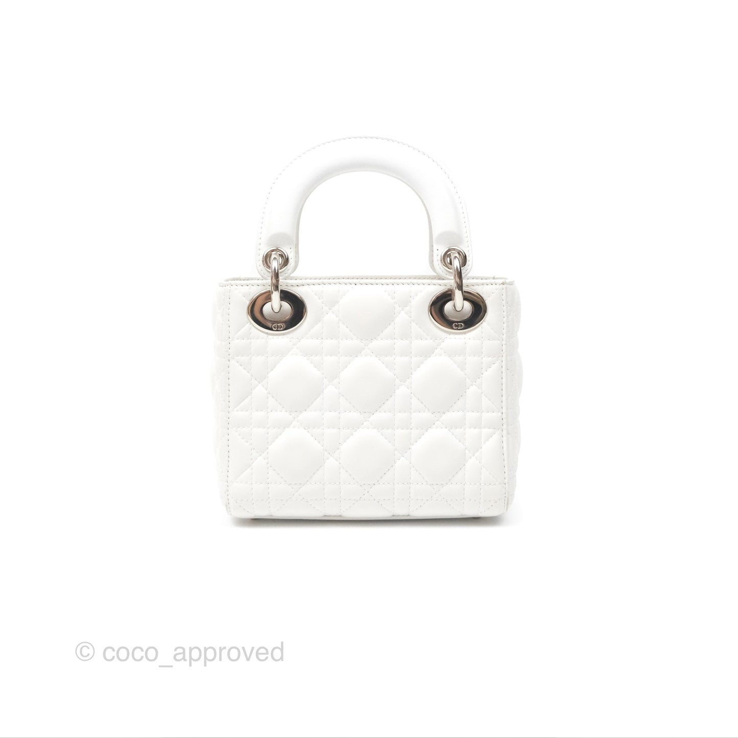 Christian Dior Cannage Mini Lady Dior White Silver Hardware