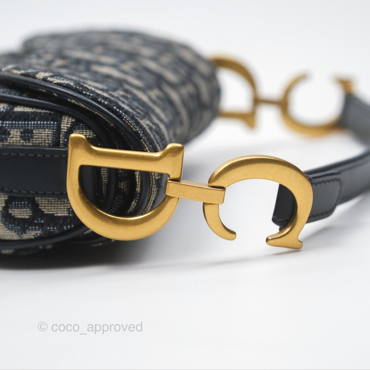 Christian Dior Mini Saddle Bag Blue Oblique Jacquard Gold Hardware