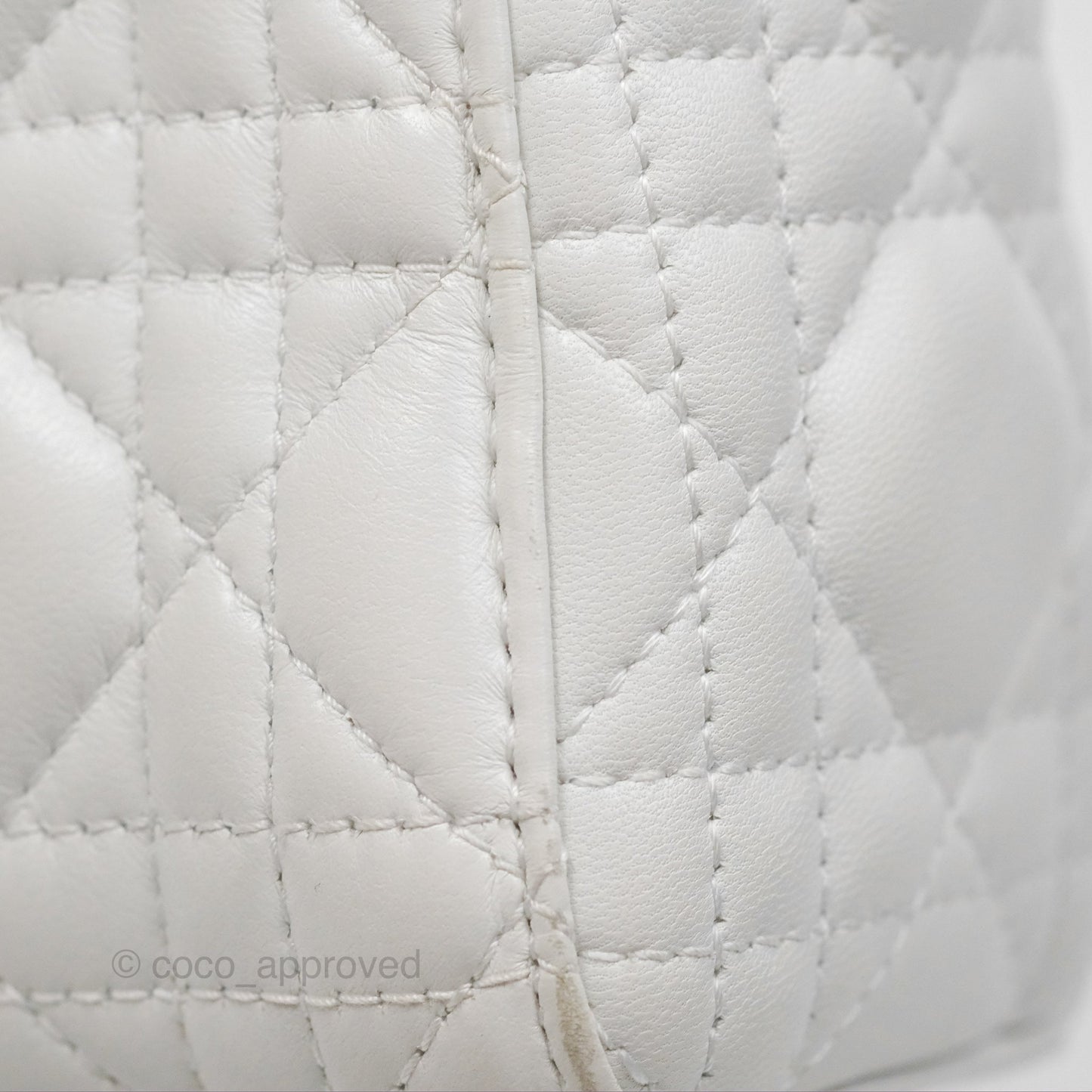 Christian Dior Cannage Mini Lady Dior White Silver Hardware