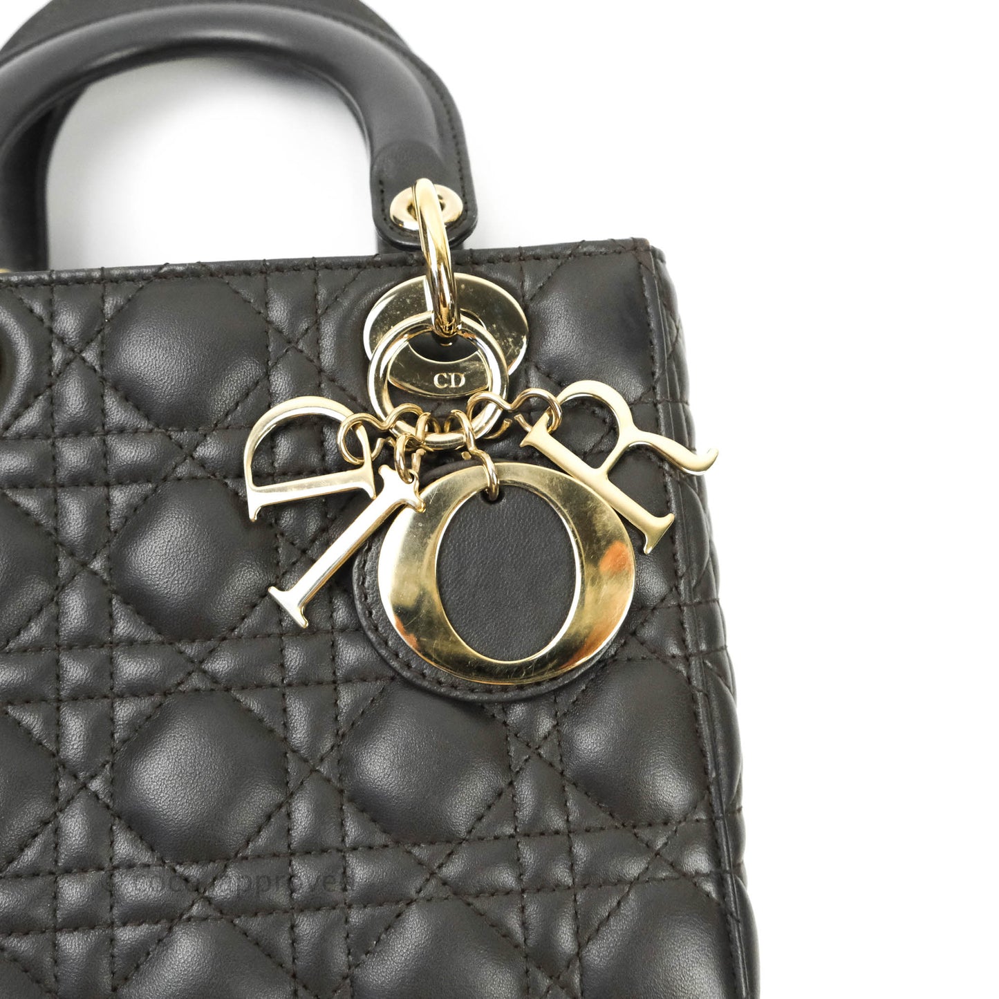 Christian Dior Lambskin My ABCDior Lady Dior Dark Grey Gold Hardware