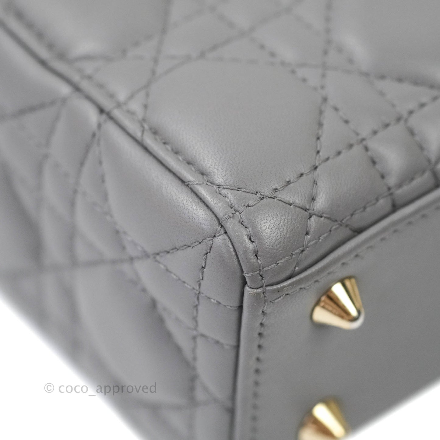 Christian Dior Lambskin My ABCDior Lady Dior Grey Gold Hardware