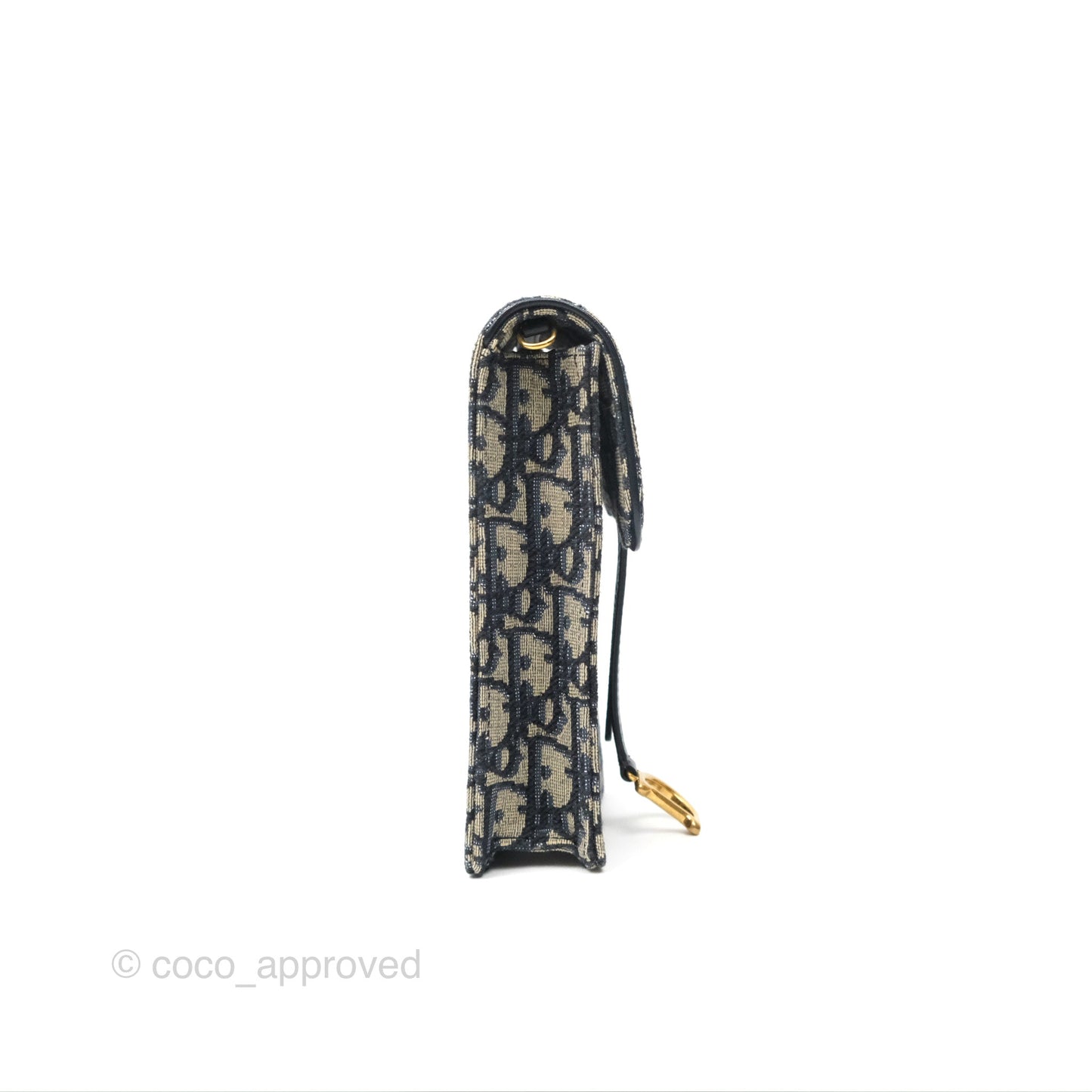 Dior Vertical Saddle Phone Holder Navy Oblique Canvas
