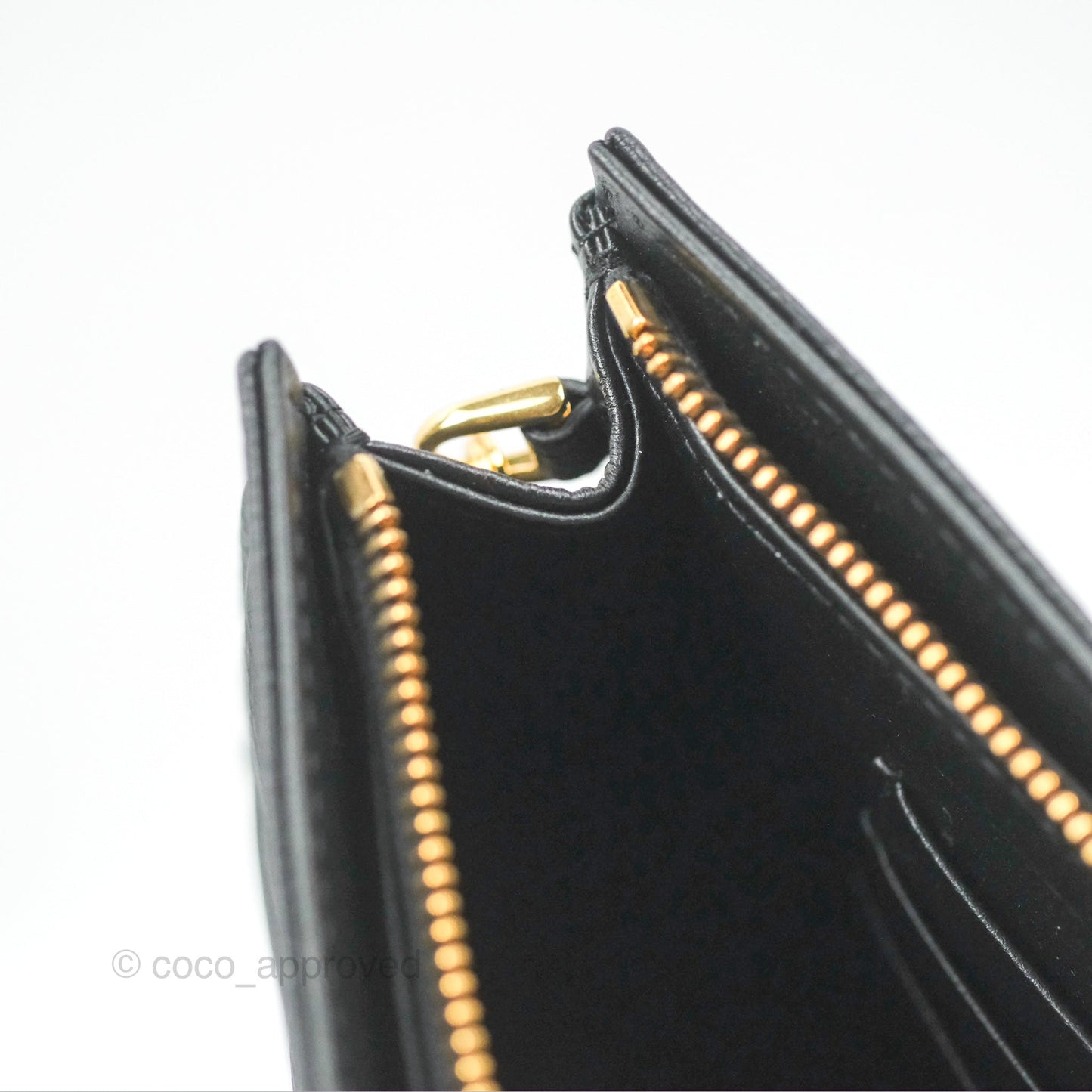 Dior Caro Zipped Pouch With Chain Black Cannage Calfskin