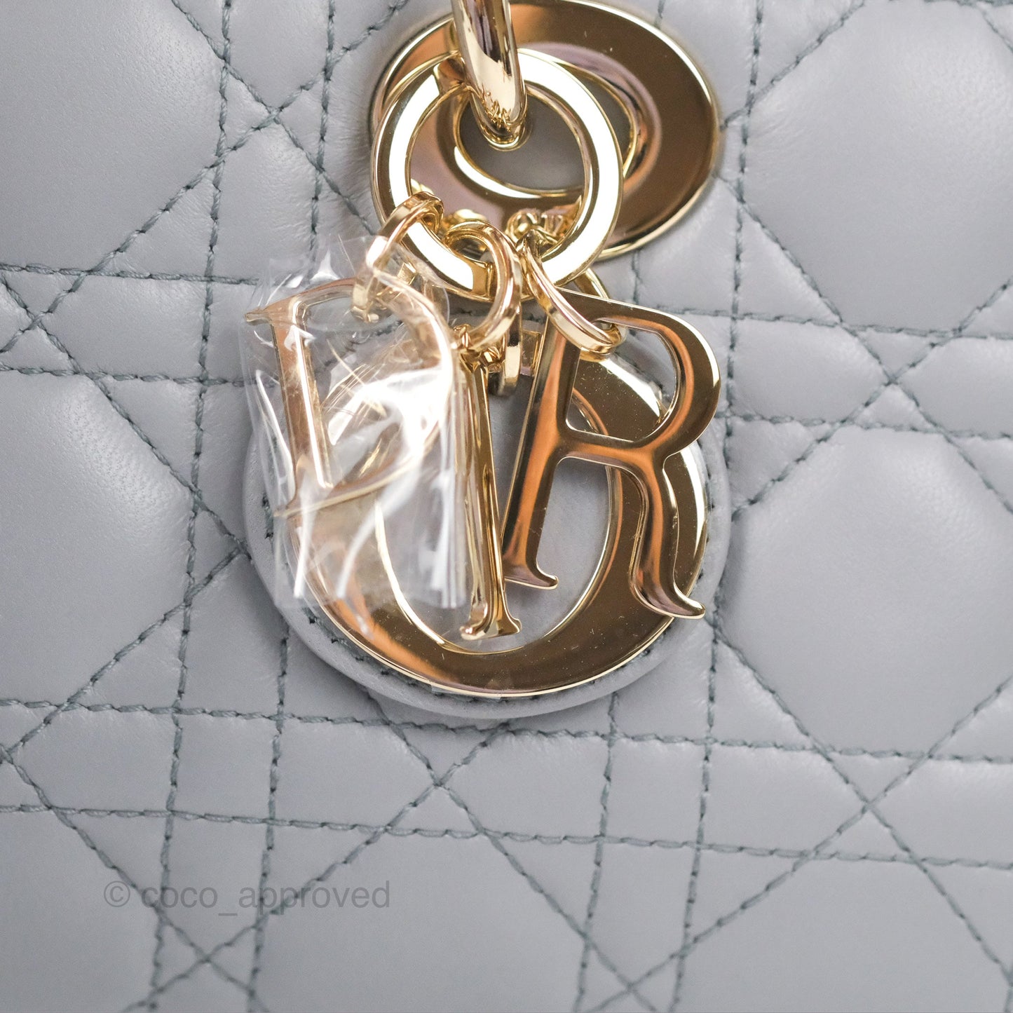 Dior Small Lady D-Joy Bag Grey Lambskin Cannage Gold Hardware