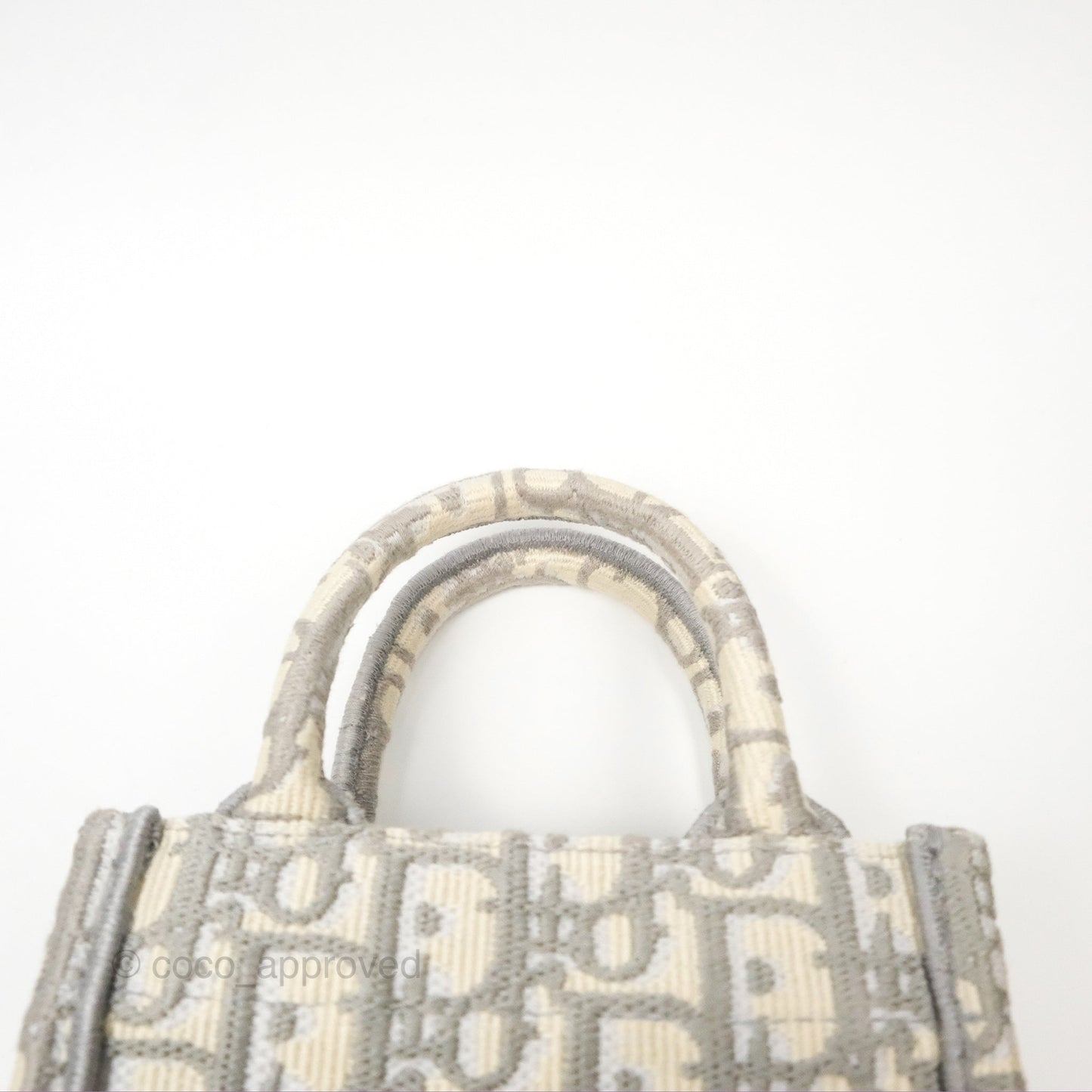 Dior Mini Vertical Gray Oblique Embroidery Book Tote