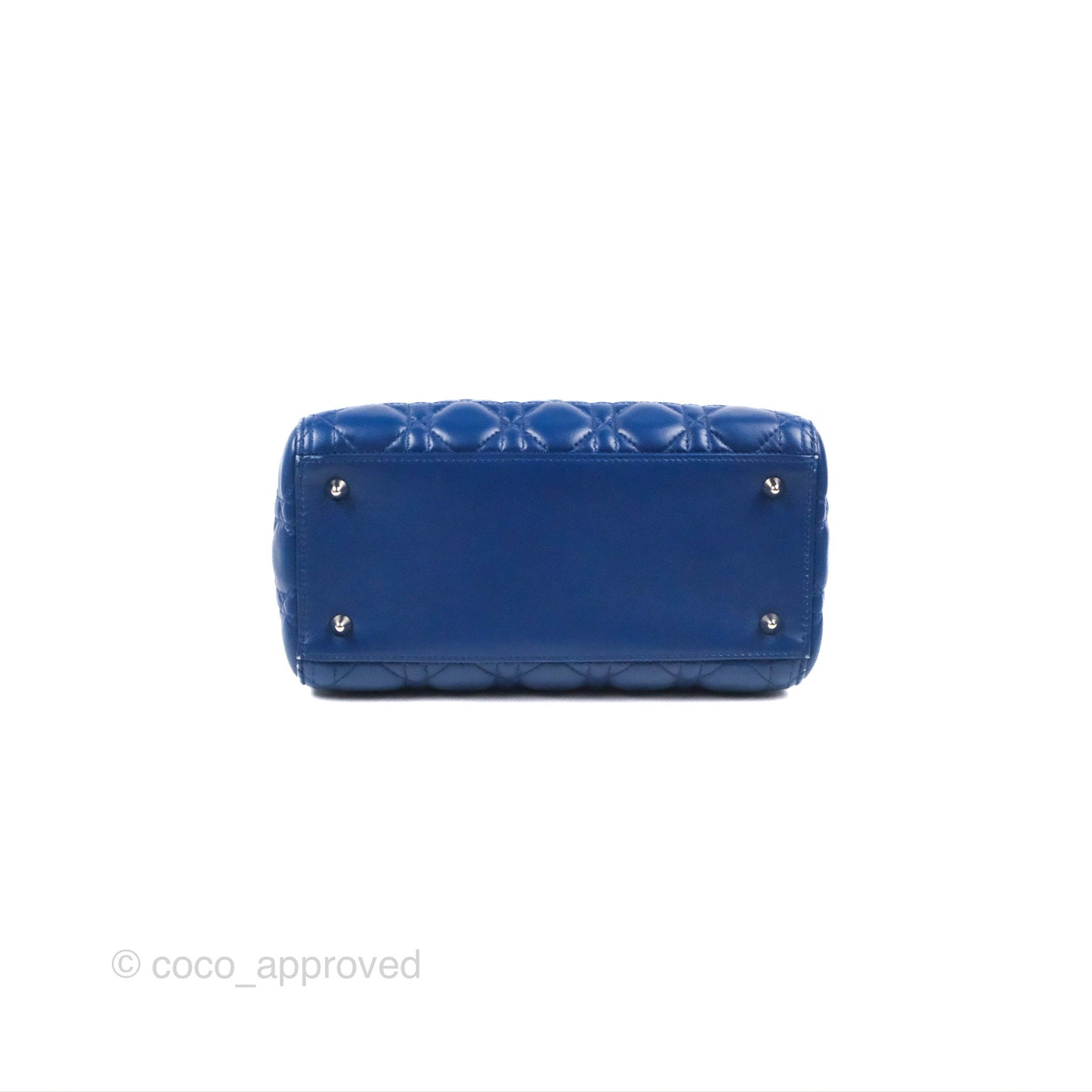 Christian Dior Medium Lady Dior Cannage Dark Blue Lambskin Silver Hardware