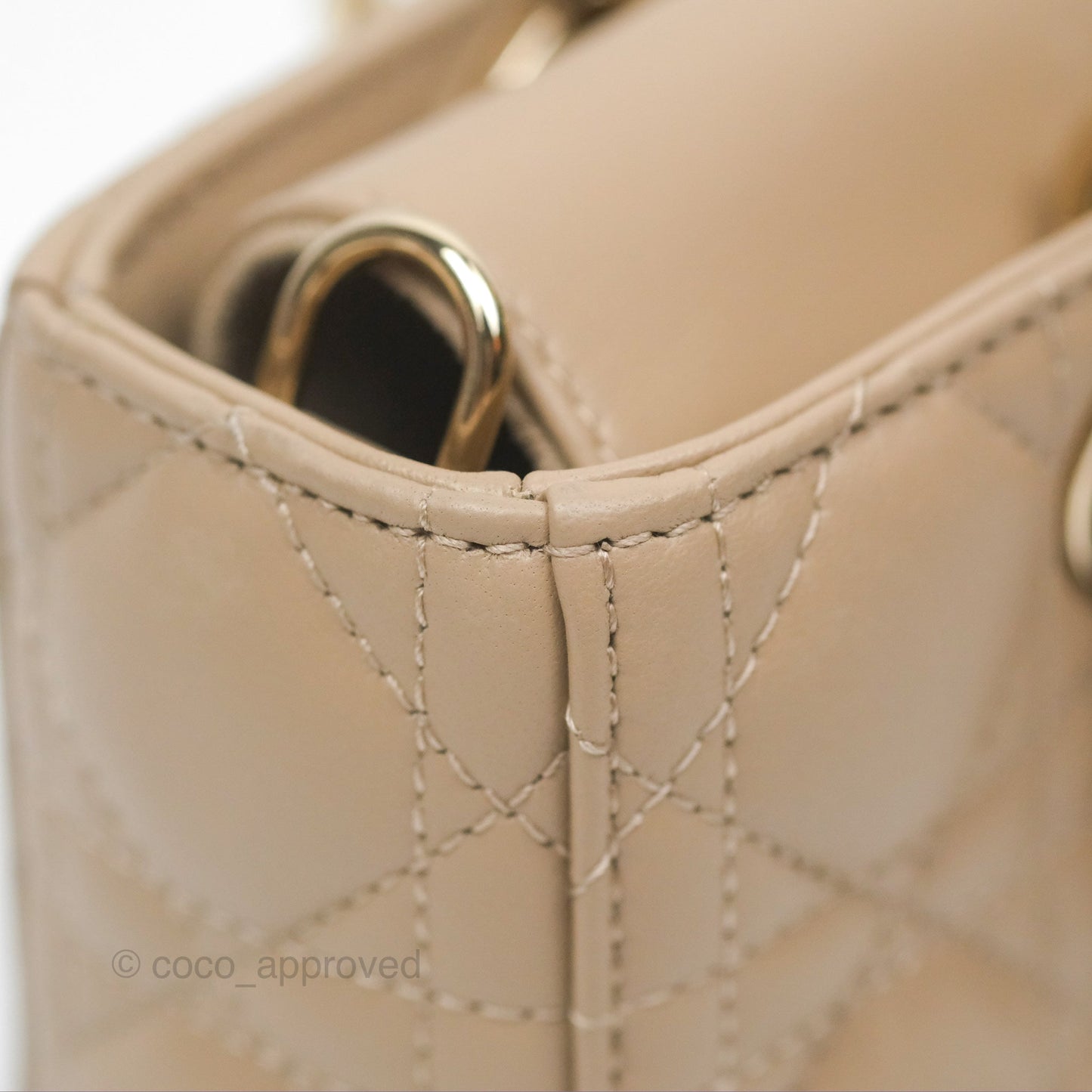 Dior Small Lady D-Joy Bag Beige Lambskin Cannage Gold Hardware