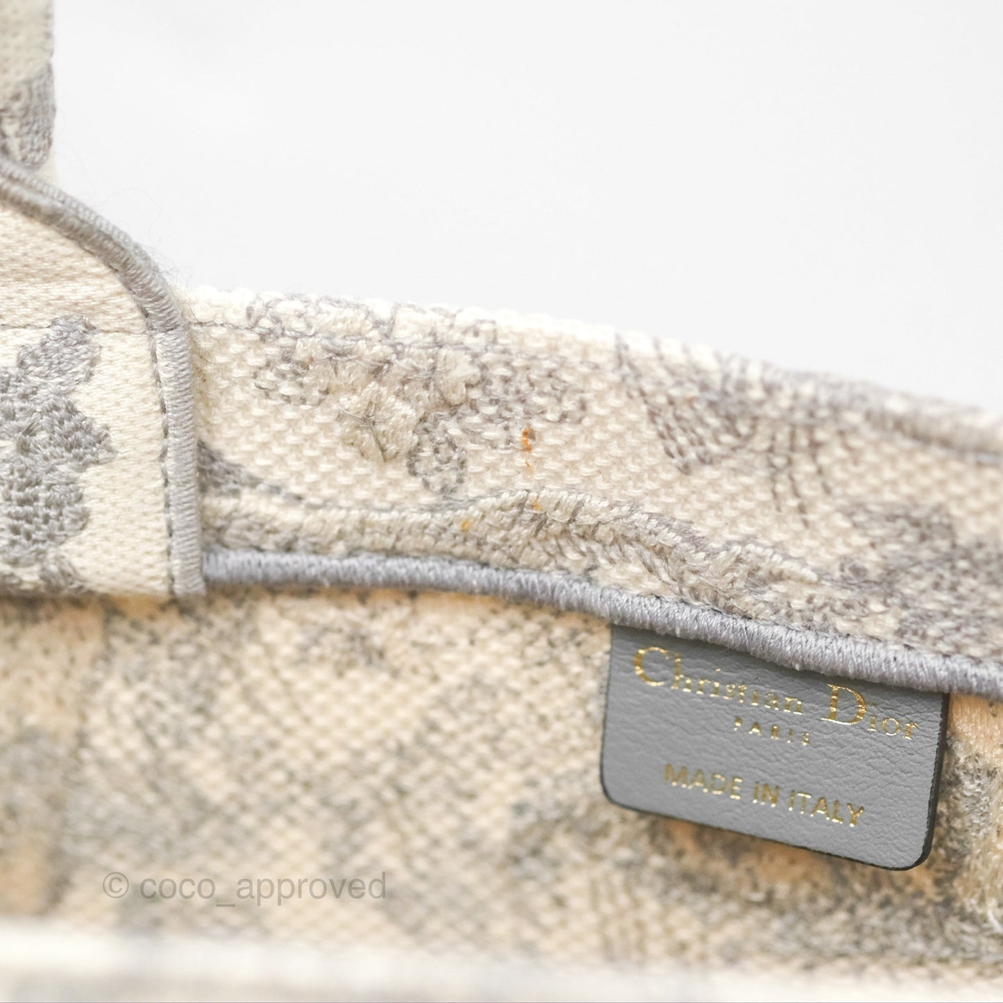 Christian Dior Medium (Old Small) Embroidered Toile De Jouy Light Grey Canvas Book Tote