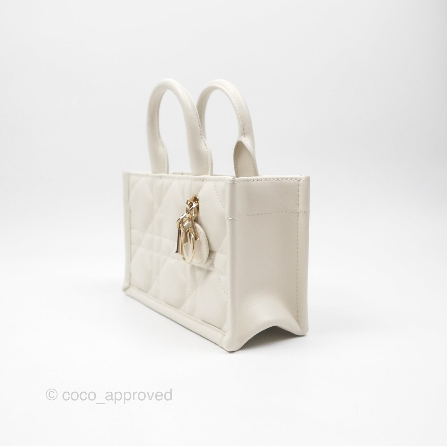 Christian Dior Mini Dior Book Tote Latte Macrocannage Calfskin Gold Hardware